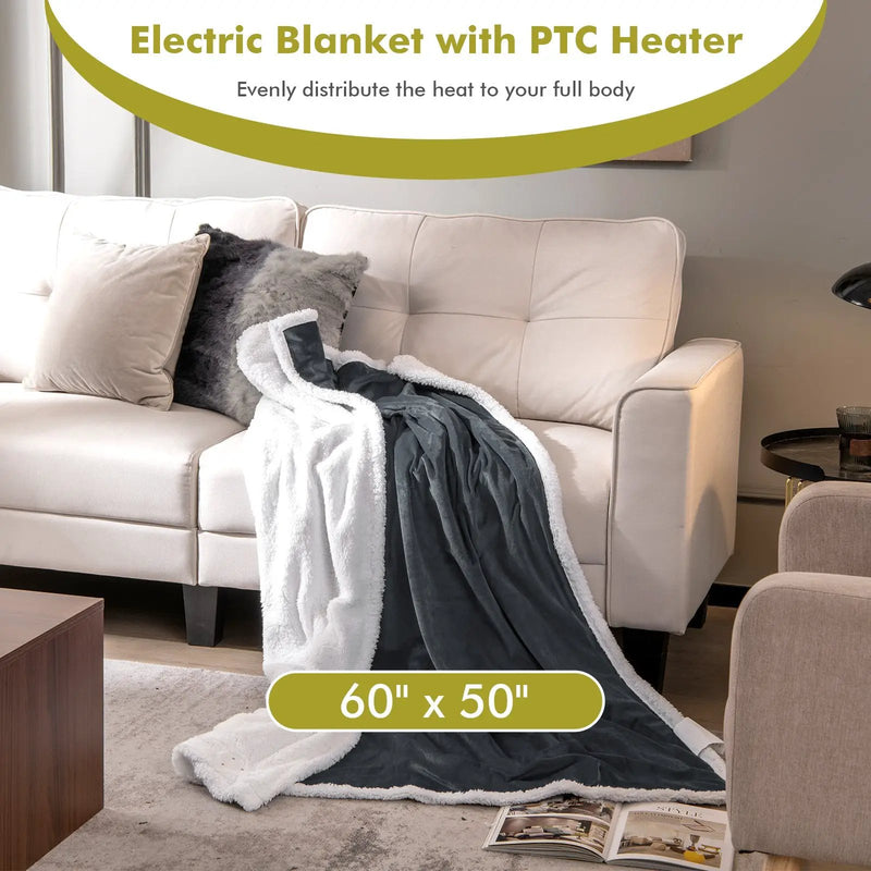 Heated Electric Blanket Throw with 10 Heat Levels by DirectDeals