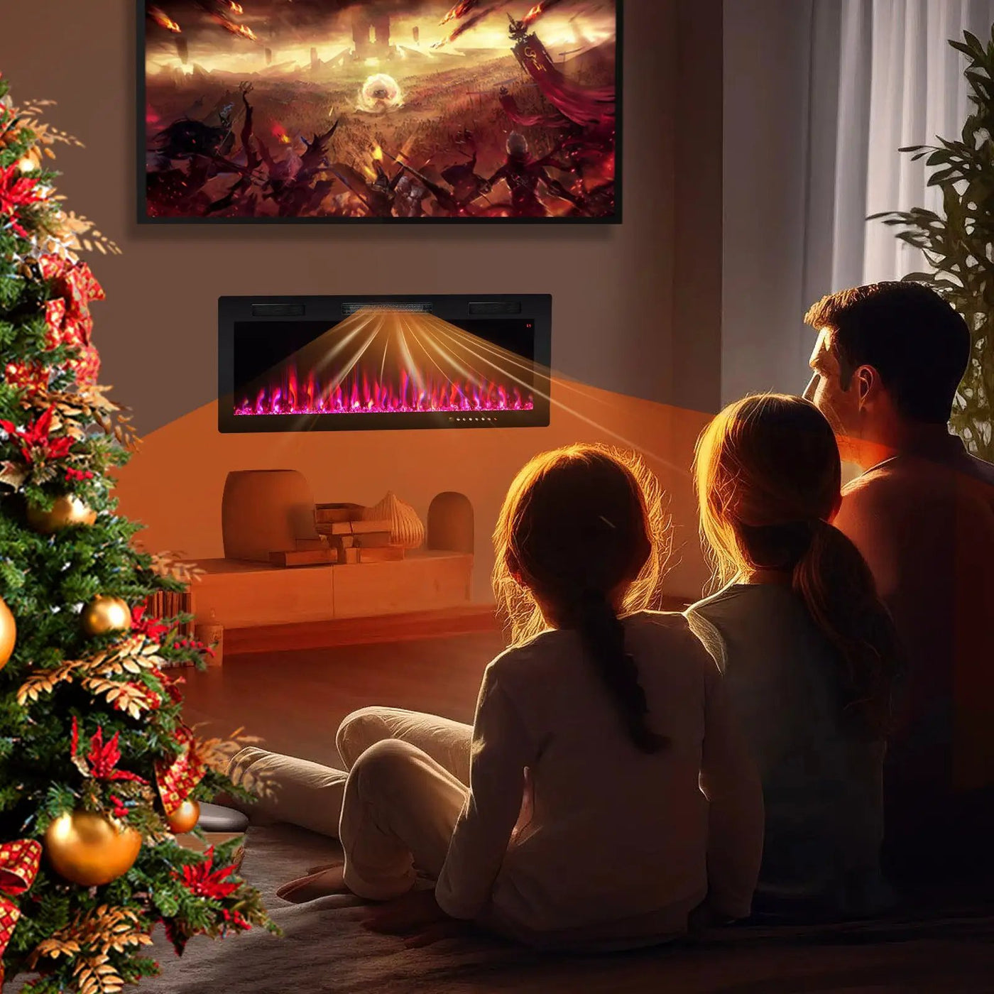 Electric Fireplace 40/50/60 Inches Recessed and Wall Mounted for 2' x 6' Stud by DirectDeals