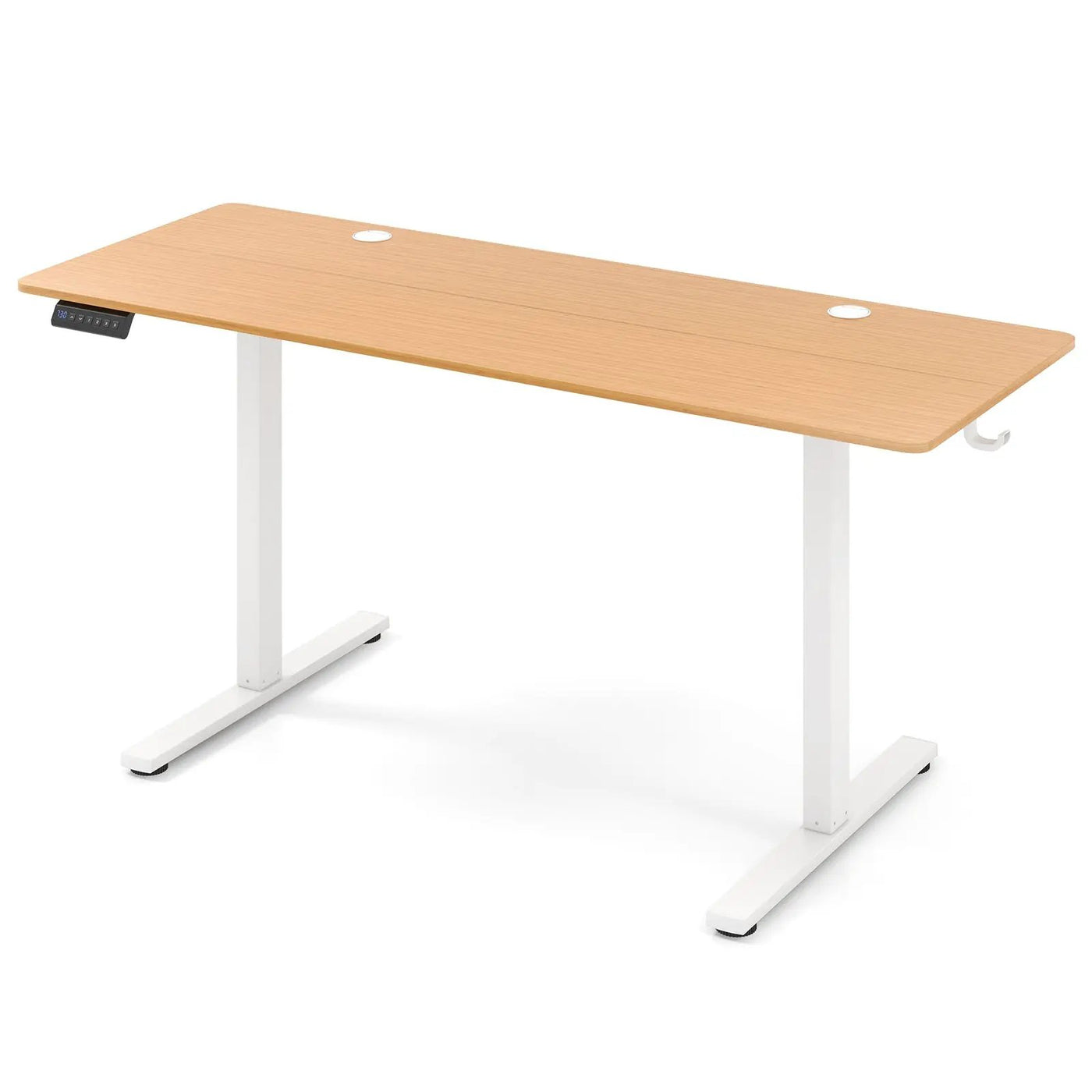 Electric Standing Desk with 3 Memory Heights and 2 Hanging Hooks and Cable Holes by DirectDeals