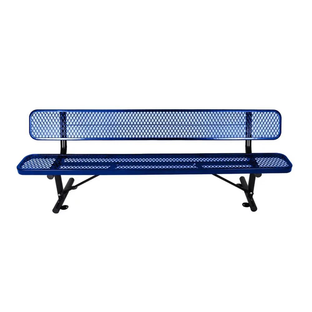 8FT Heavy-Duty Steel Bench With Backrest And Thermoplastic Coating (SAK23567) by SAKSBY WHOLESALE