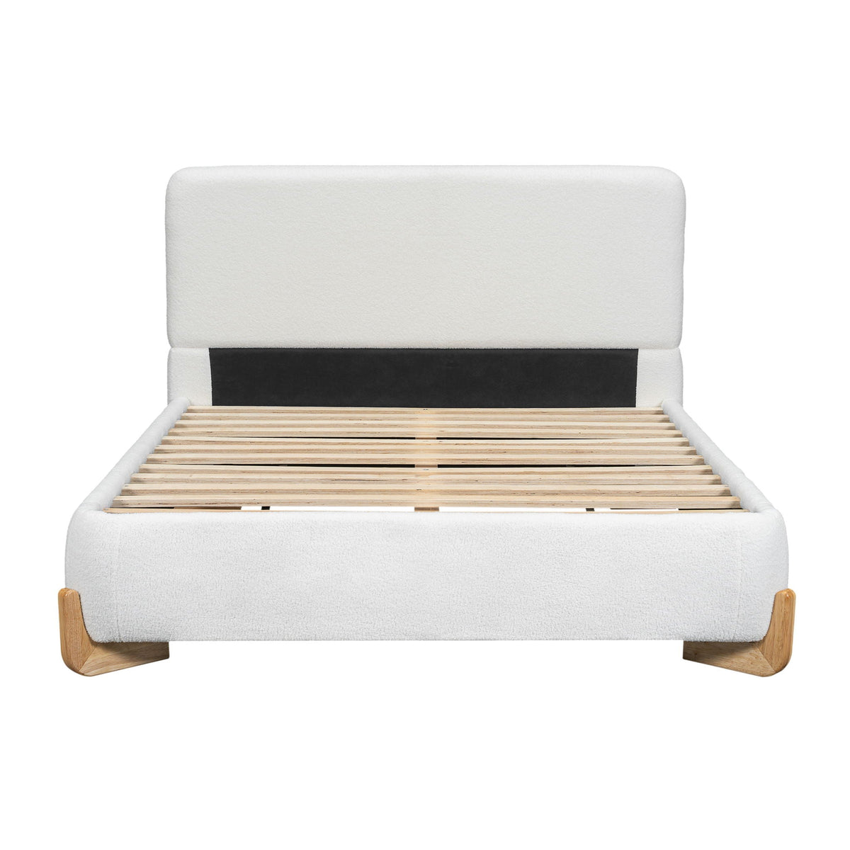 Elegant Boucle Upholstered Bed with Solid Wood Feet, photo 2 of 4