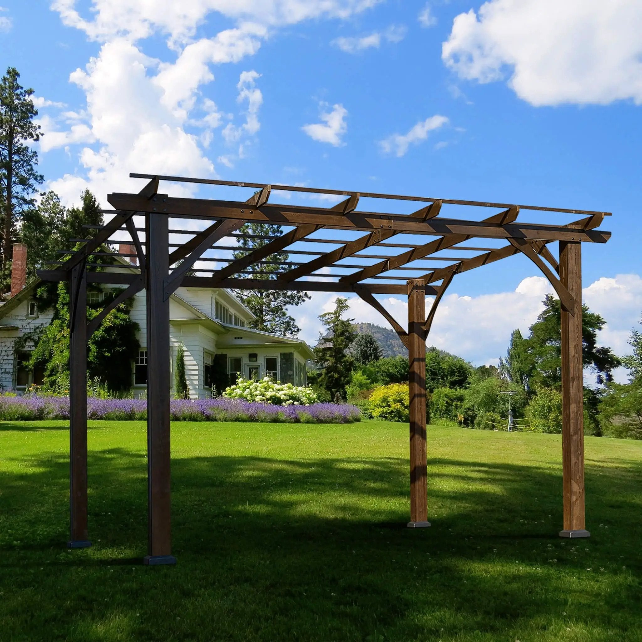 [10X12FT] Alora Premium Outdoor Brown Cedar Wood Pergola For Spacious Patios (SAK45639) by SAKSBY WHOLESALE