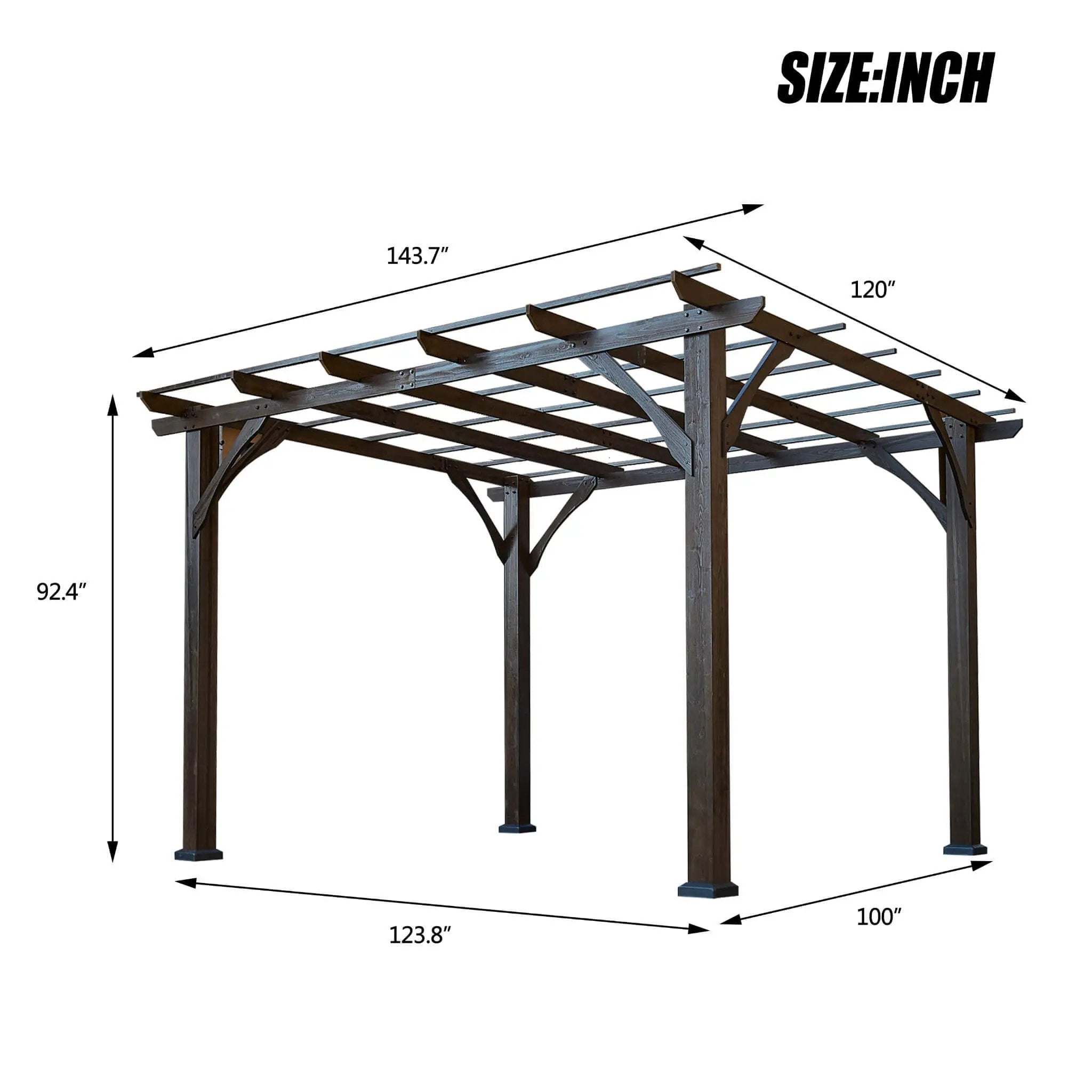[10X12FT] Alora Premium Outdoor Brown Cedar Wood Pergola For Spacious Patios (SAK45639) by SAKSBY WHOLESALE