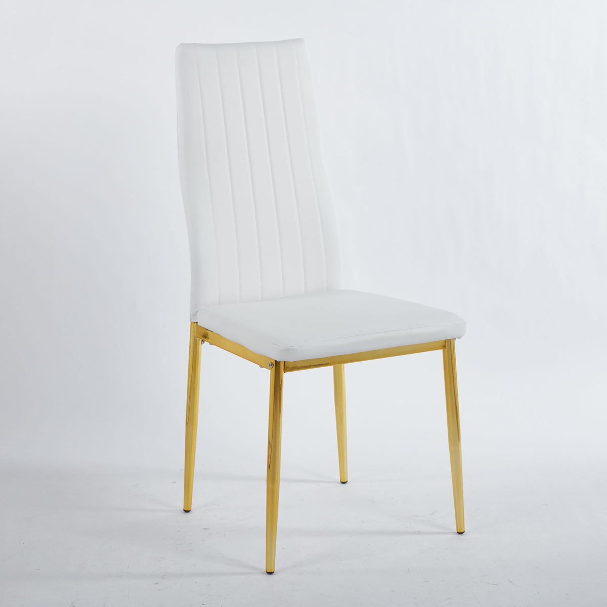 Elegant Legs Dining Chair Set of 4 with Metal Frame and Faux Leather Seat - Black or White, photo 2 of 8