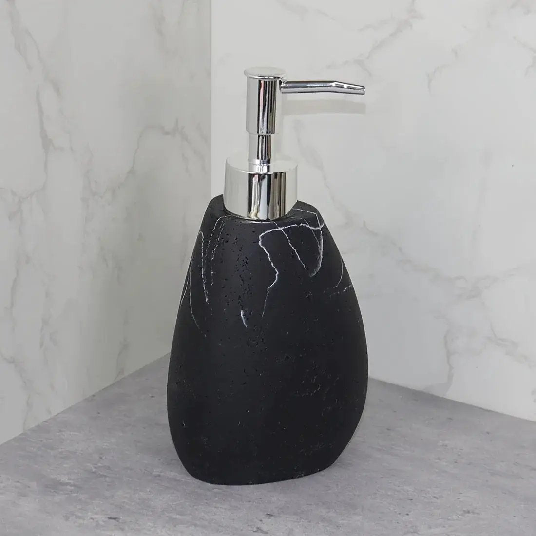 Elegant Marble Texture Resin Soap Dispenser, Manual Pump - Reusable Bathroom Liquid Dispenser Bottle for Hand Soap, Shampoo and Lotion - Slim White Design with by House Of Avana
