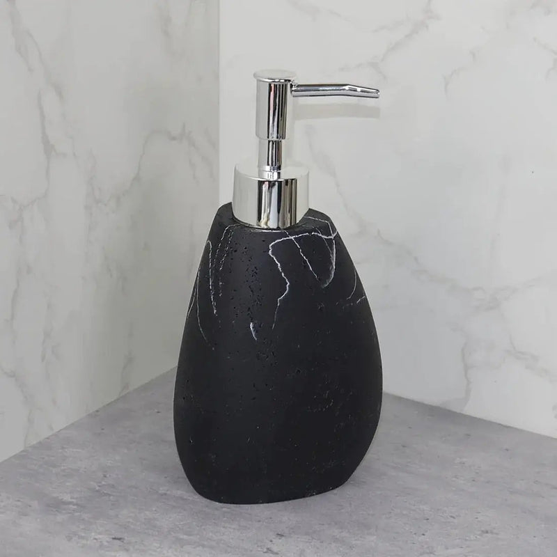 Elegant Marble Texture Resin Soap Dispenser, Manual Pump - Reusable Bathroom Liquid Dispenser Bottle for Hand Soap, Shampoo and Lotion - Slim White Design with by House Of Avana