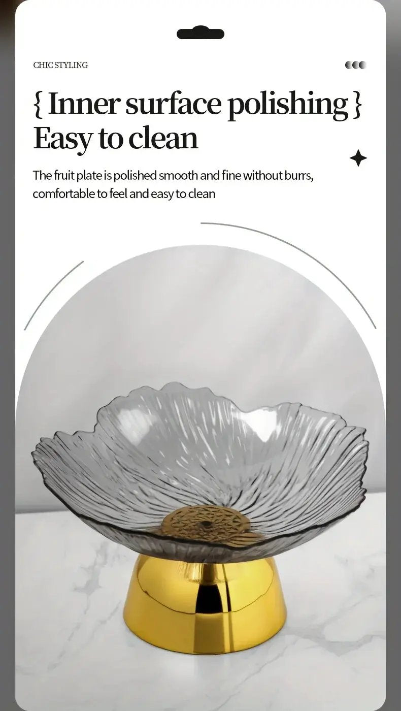 Elegant Multi-Layer Fruit and Snack Plate, Oval Plastic Candy Server with Intricate Leaf Design, festive plastic coffee table tray for desserts and snacks,Ideal for Kitchen and Living Room Decora stylish petal-shaped fruit pl by House Of Avana