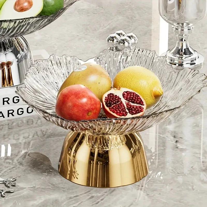 Elegant Multi-Layer Fruit and Snack Plate, Oval Plastic Candy Server with Intricate Leaf Design, festive plastic coffee table tray for desserts and snacks,Ideal for Kitchen and Living Room Decora stylish petal-shaped fruit pl by House Of Avana