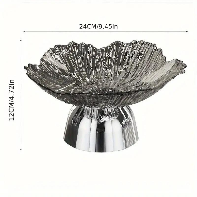 Elegant Multi-Layer Fruit and Snack Plate, Oval Plastic Candy Server with Intricate Leaf Design, festive plastic coffee table tray for desserts and snacks,Ideal for Kitchen and Living Room Decora stylish petal-shaped fruit pl by House Of Avana