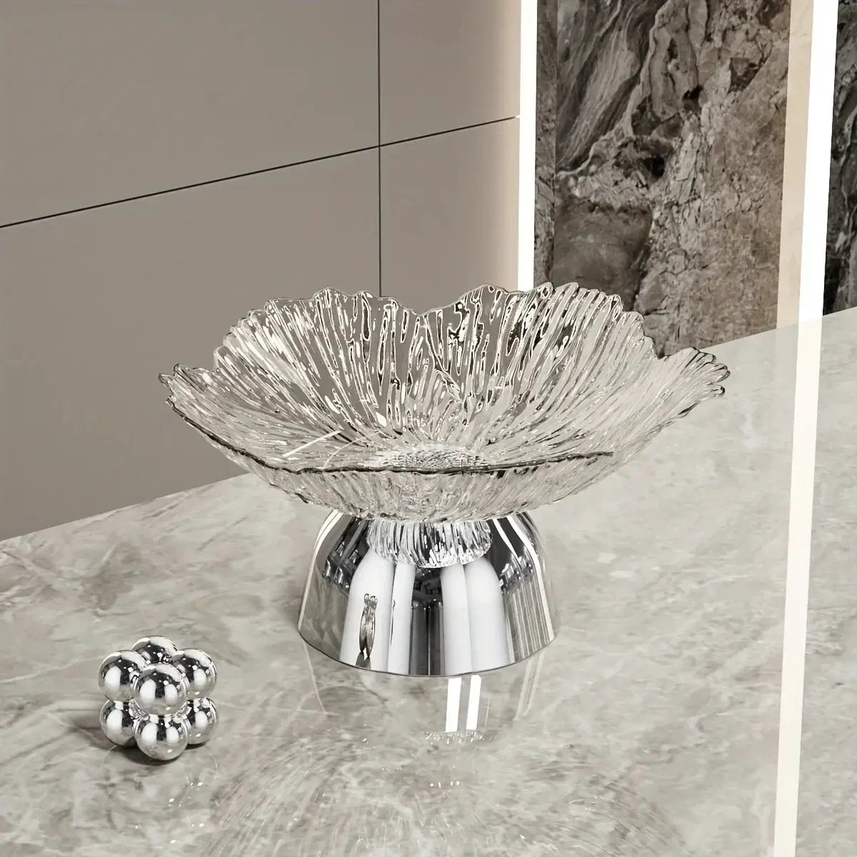 Elegant Multi-Layer Fruit and Snack Plate, Oval Plastic Candy Server with Intricate Leaf Design, festive plastic coffee table tray for desserts and snacks,Ideal for Kitchen and Living Room Decora stylish petal-shaped fruit pl by House Of Avana
