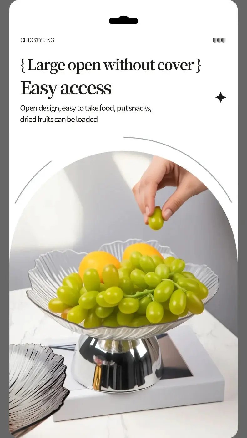 Elegant Multi-Layer Fruit and Snack Plate, Oval Plastic Candy Server with Intricate Leaf Design, festive plastic coffee table tray for desserts and snacks,Ideal for Kitchen and Living Room Decora stylish petal-shaped fruit pl by House Of Avana