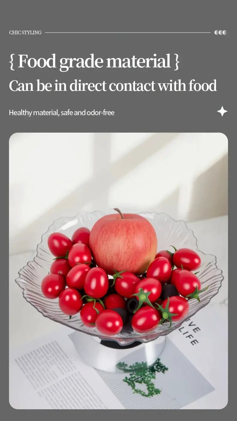 Elegant Multi-Layer Fruit and Snack Plate, Oval Plastic Candy Server with Intricate Leaf Design, festive plastic coffee table tray for desserts and snacks,Ideal for Kitchen and Living Room Decora stylish petal-shaped fruit pl by House Of Avana