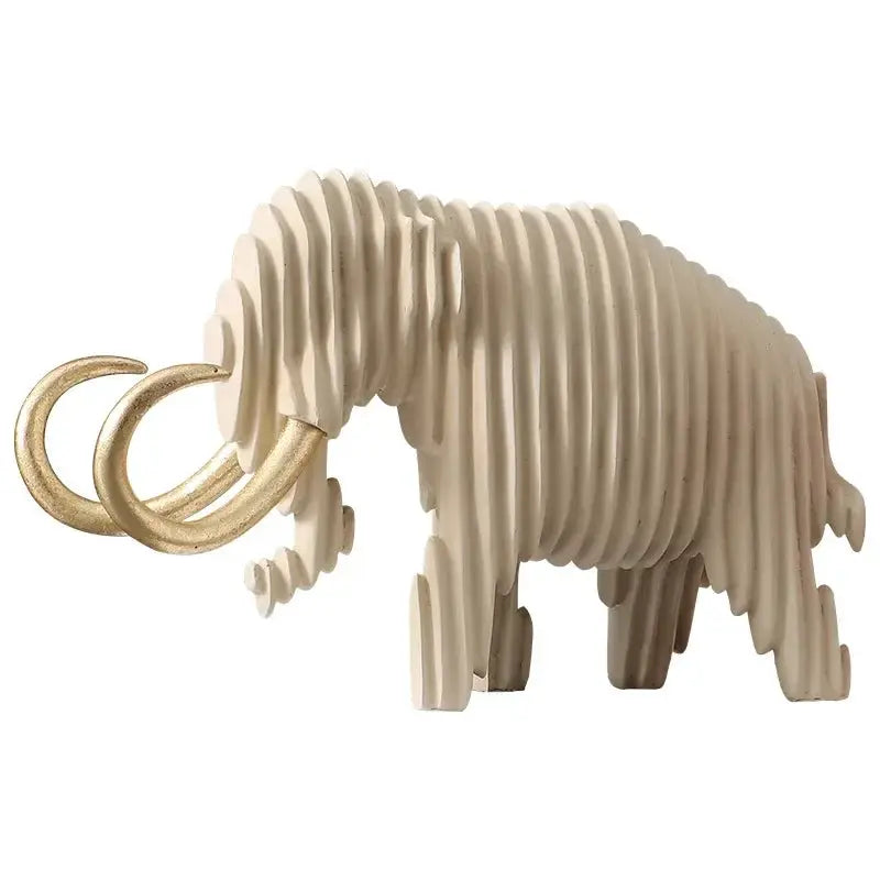 Abstract Elephant and Bull Sculpture Set Ribbed Design for Your Home by House Of Avana