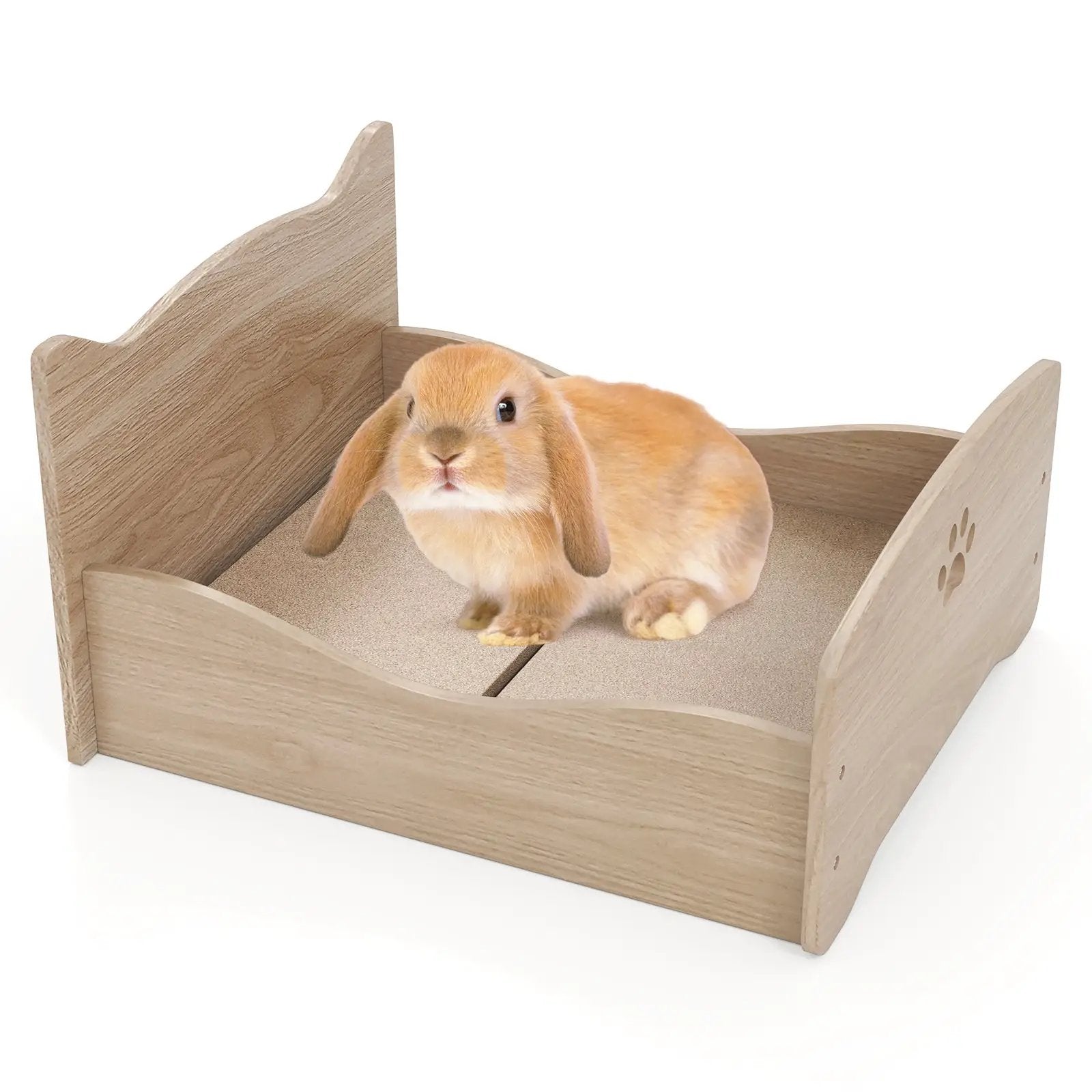 Elevated Pet Bed Frame with Rails and Cute Headboards-Walnut by DirectDeals