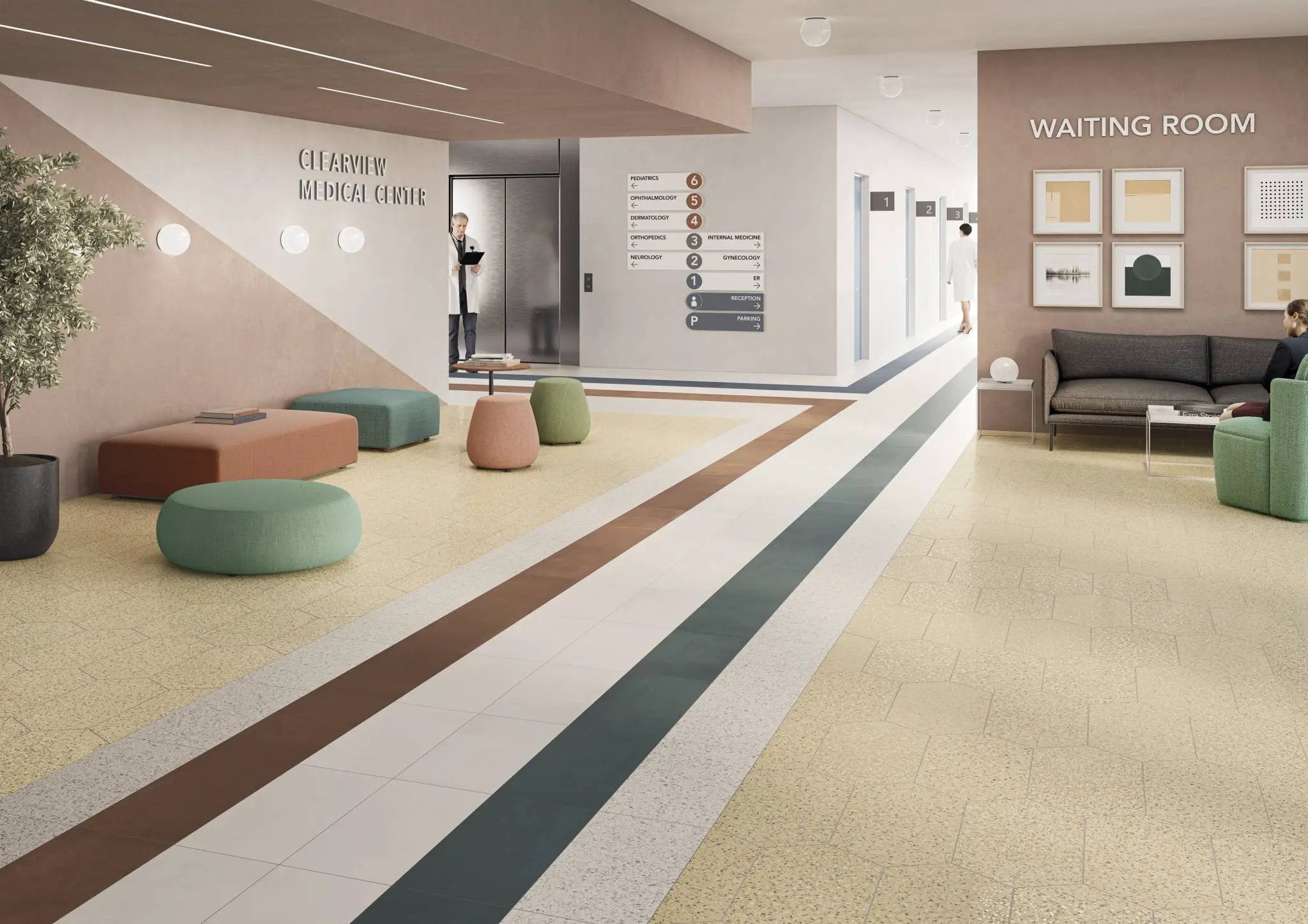 Elite Color Gold Anti-Slip Terrazzo Look Porcelain Tiles 24x24 by landmarkceramics