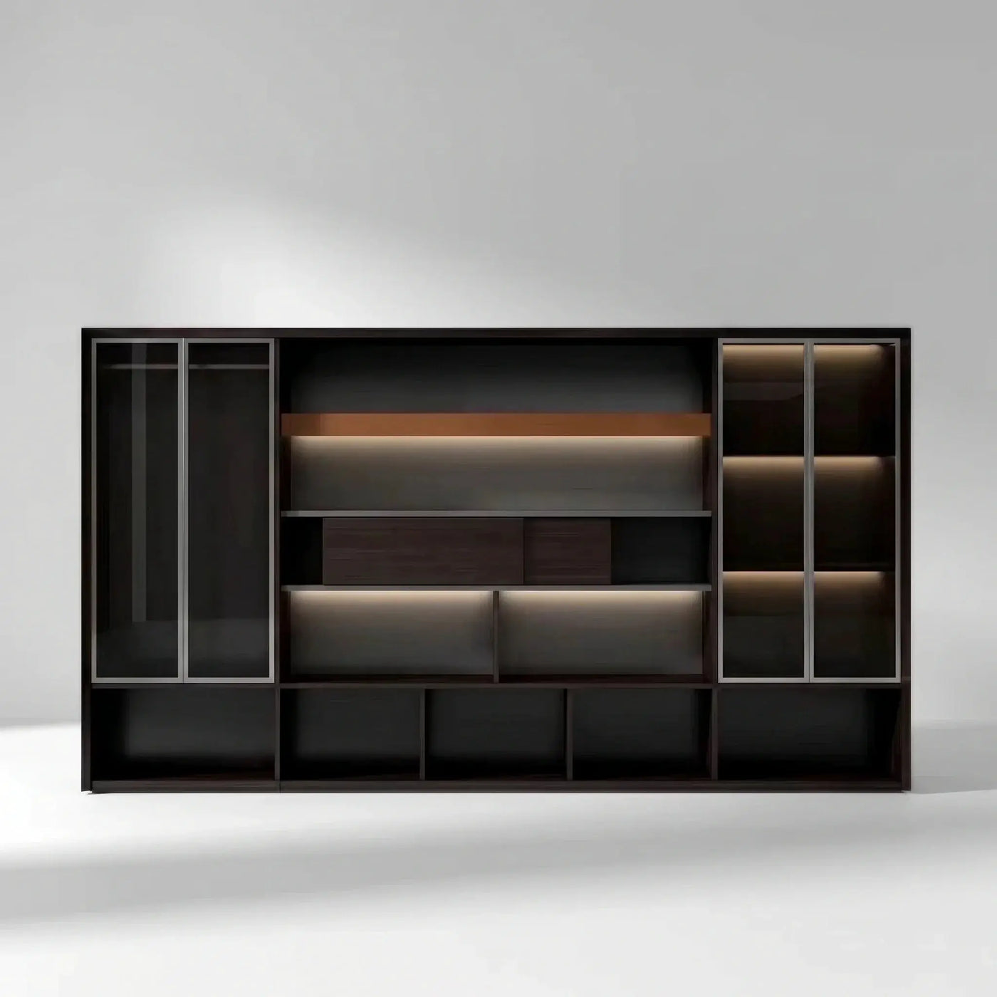 Fulton · Office Shelves w/ Integrated Lighting & Closet Storage by Arc Grove