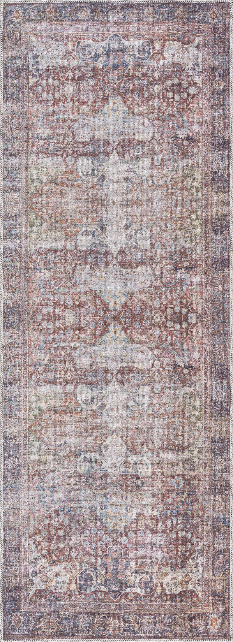 Rust Elki Vintage Medallion Washable Area Rug - Clearance by Boutique Rugs