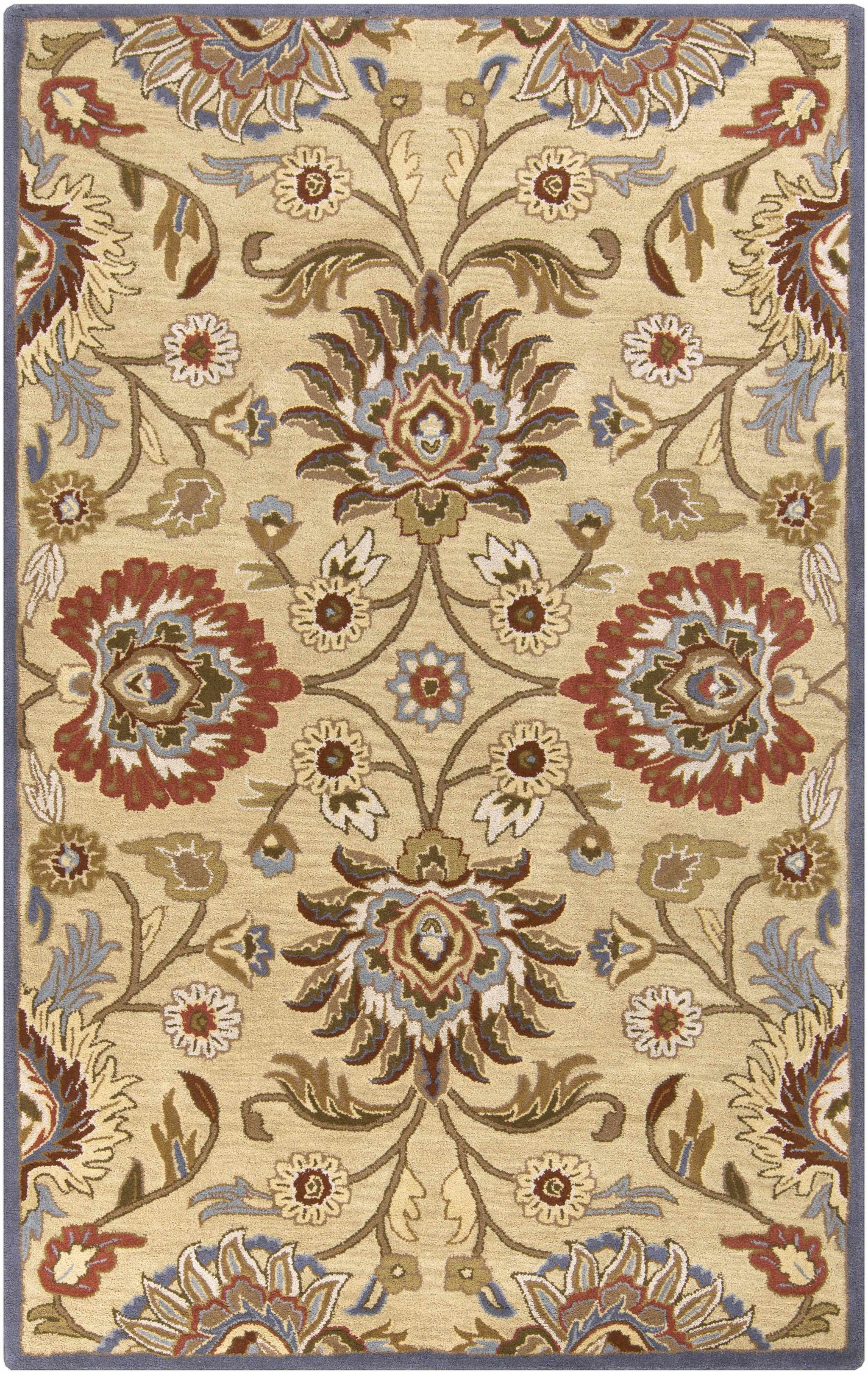 Caesar 1116 Hand Tufted Beige & Rust Wool Rug by Boutique Rugs