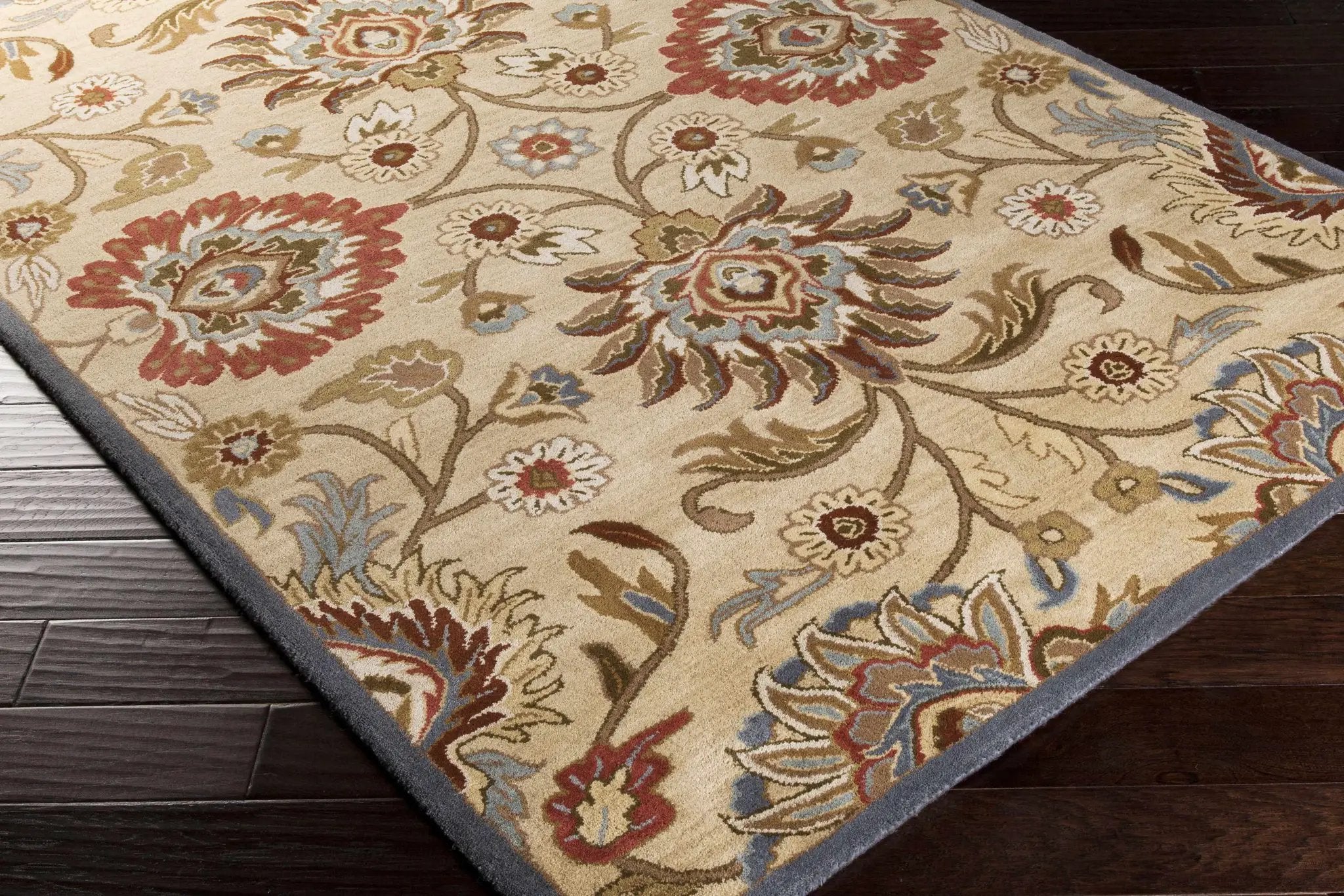 Caesar 1116 Hand Tufted Beige & Rust Wool Rug by Boutique Rugs