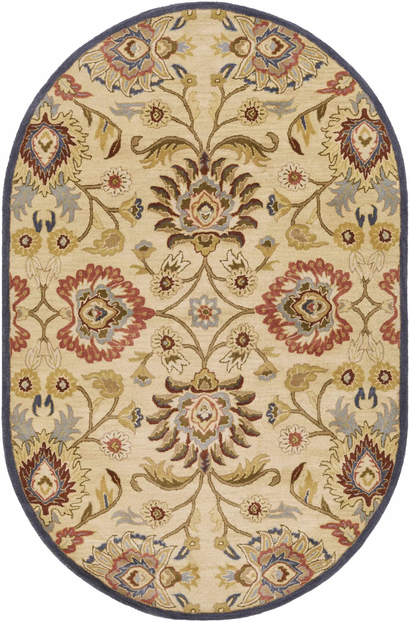 Caesar 1116 Hand Tufted Beige & Rust Wool Rug by Boutique Rugs