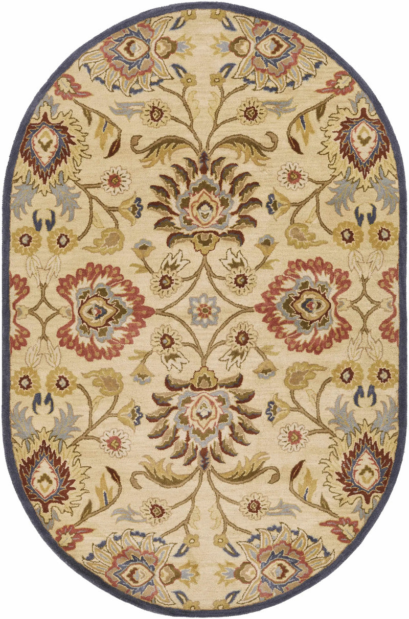 Caesar 1116 Hand Tufted Beige & Rust Wool Rug by Boutique Rugs