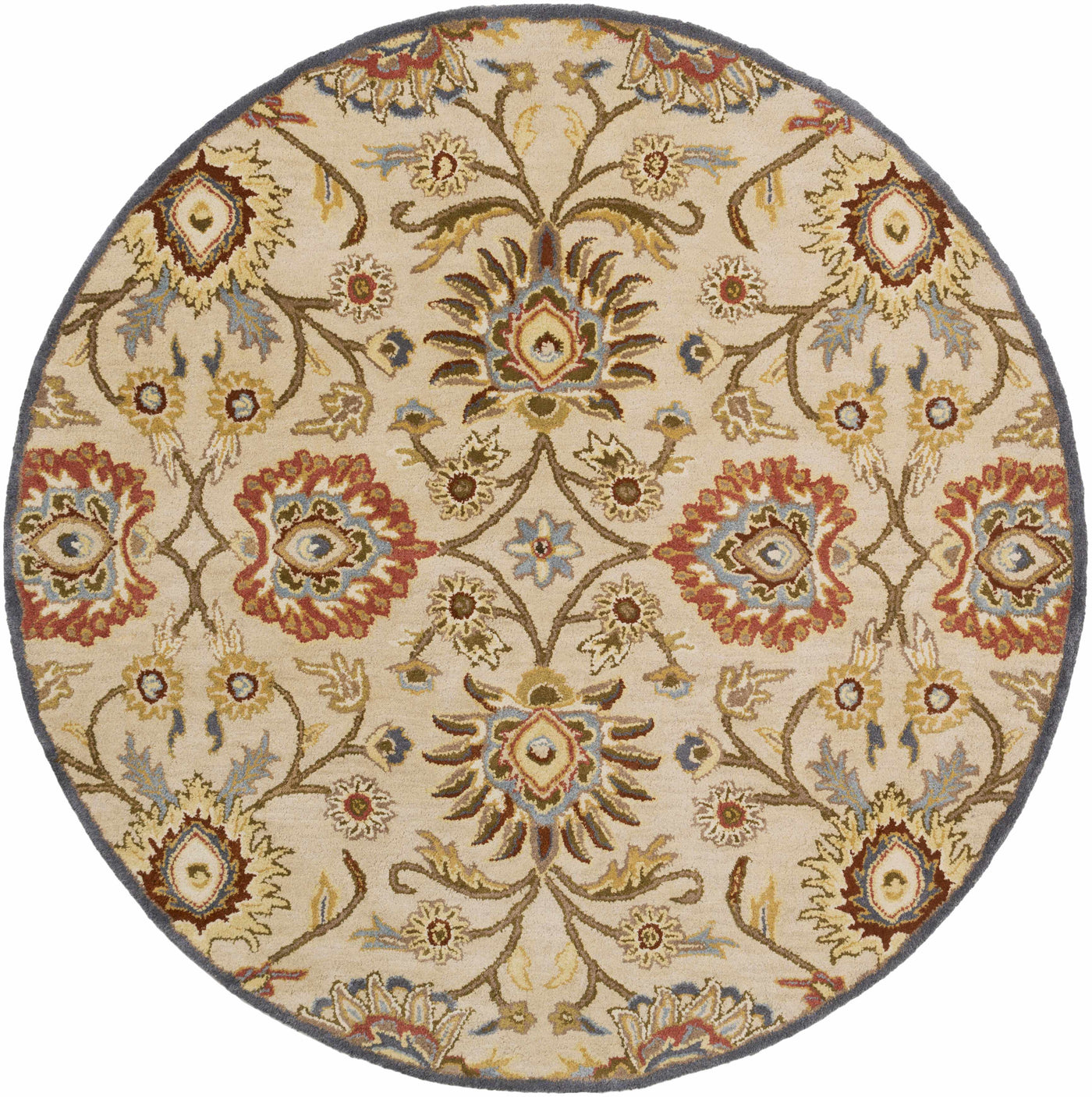 Caesar 1116 Hand Tufted Beige & Rust Wool Rug by Boutique Rugs
