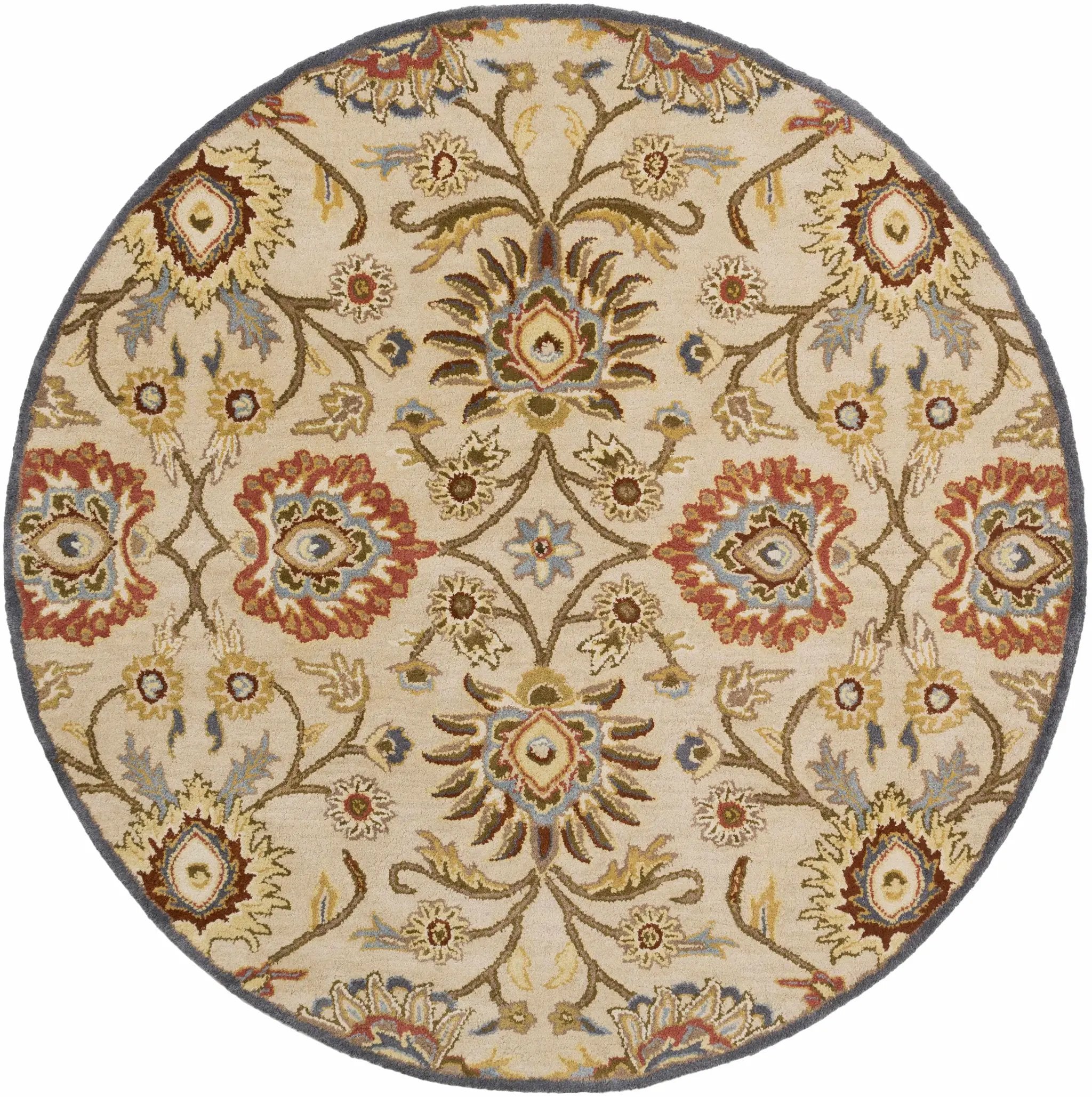 Caesar 1116 Hand Tufted Beige & Rust Wool Rug by Boutique Rugs