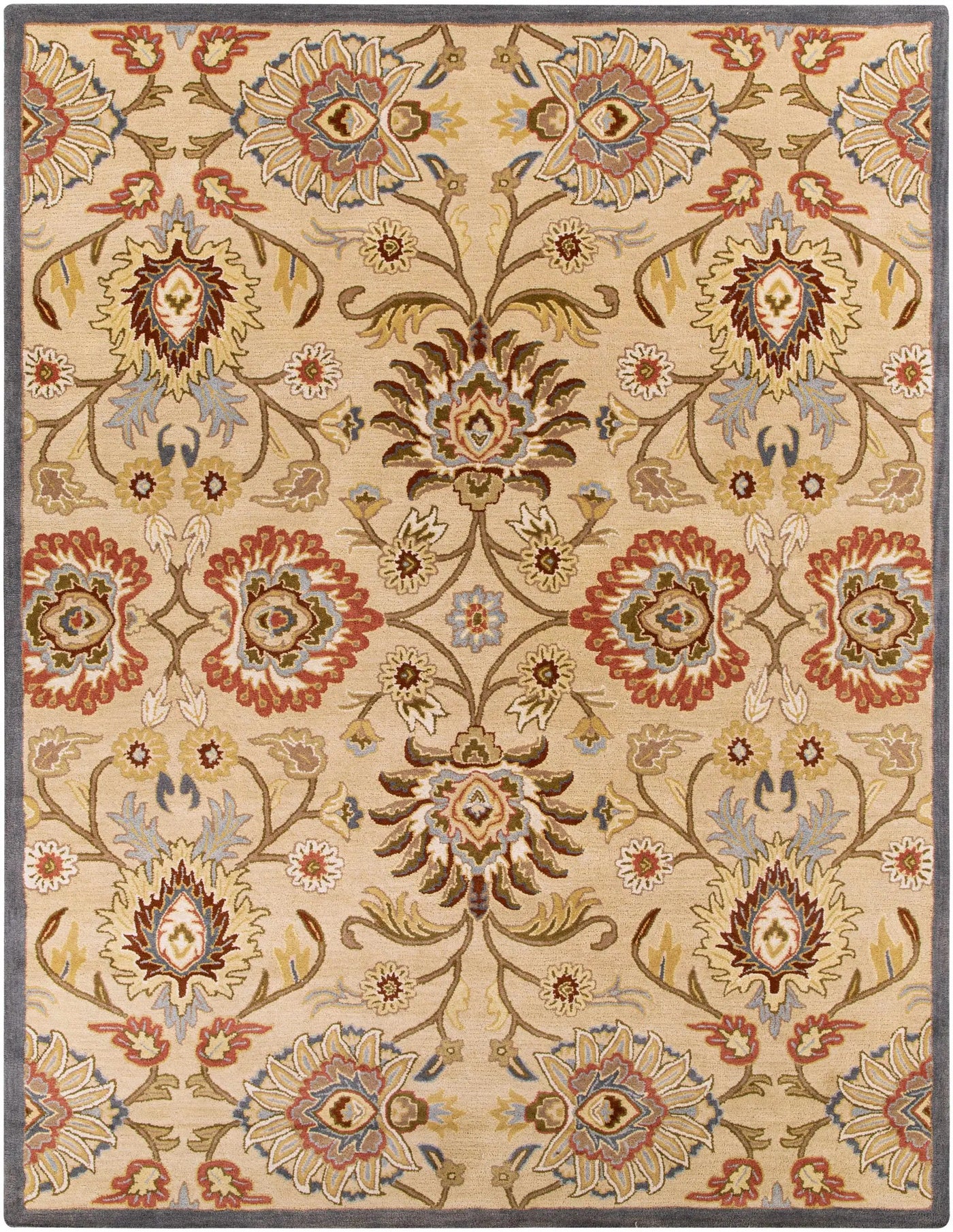 Caesar 1116 Hand Tufted Beige & Rust Wool Rug by Boutique Rugs