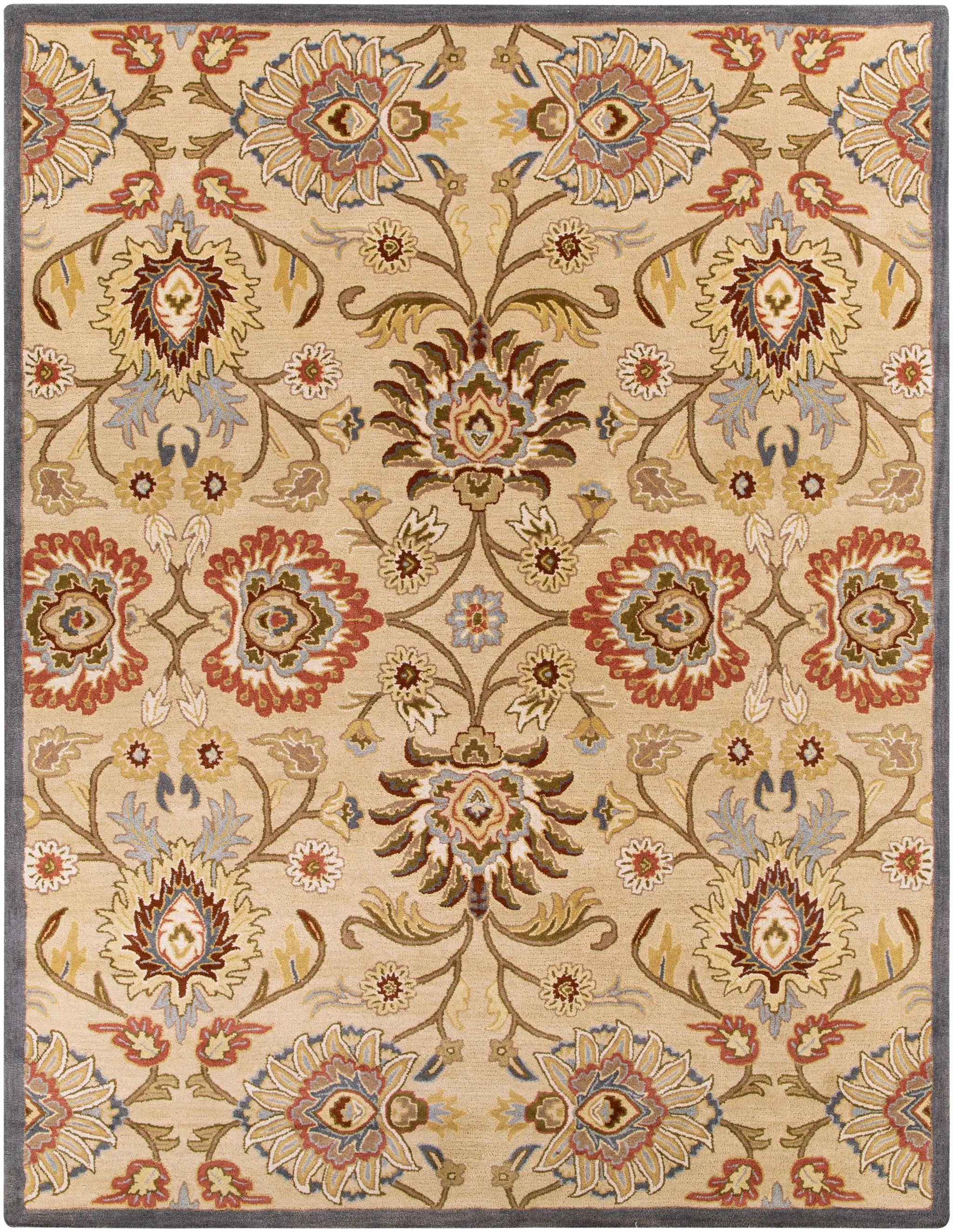 Caesar 1116 Hand Tufted Beige & Rust Wool Rug by Boutique Rugs