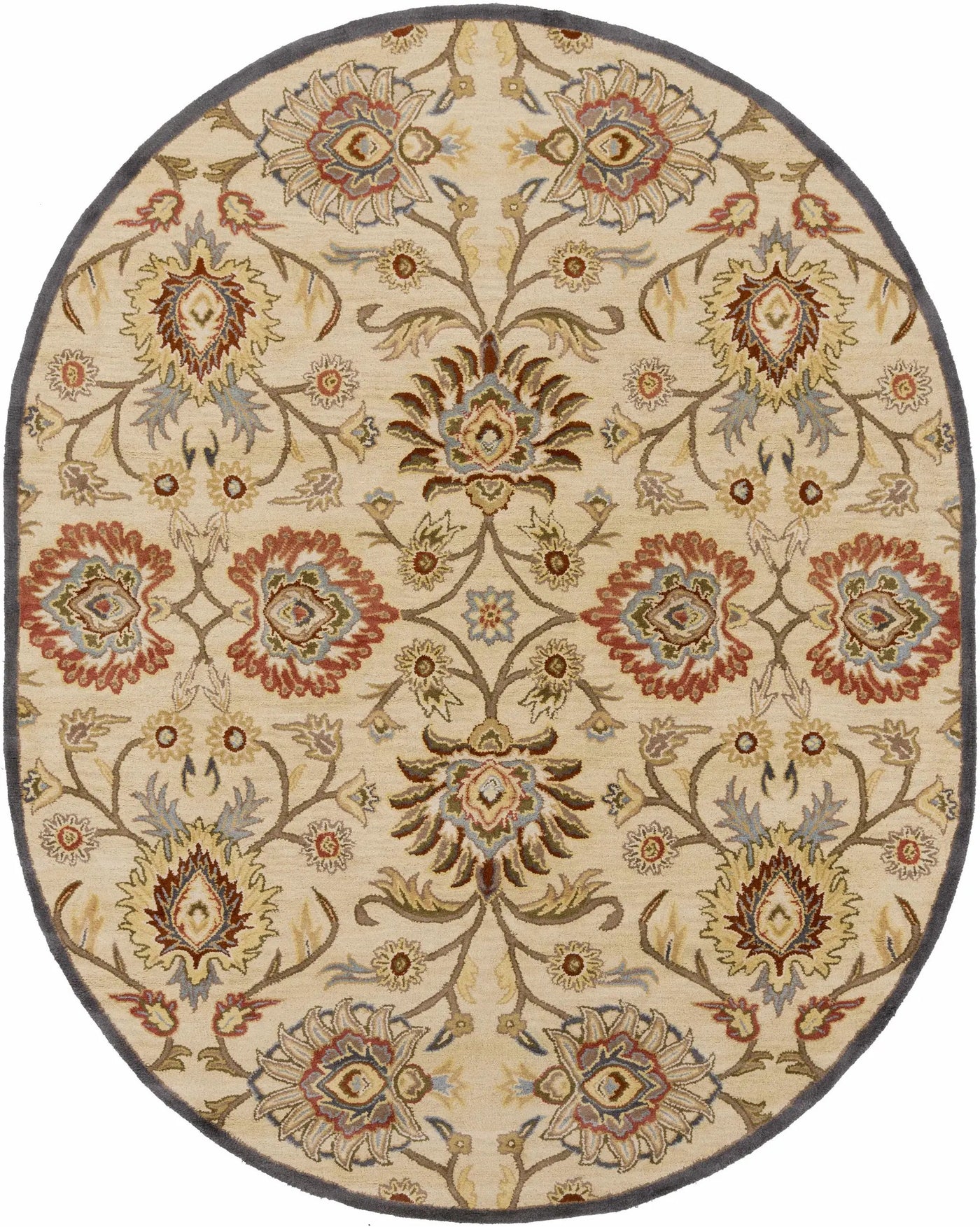 Caesar 1116 Hand Tufted Beige & Rust Wool Rug by Boutique Rugs