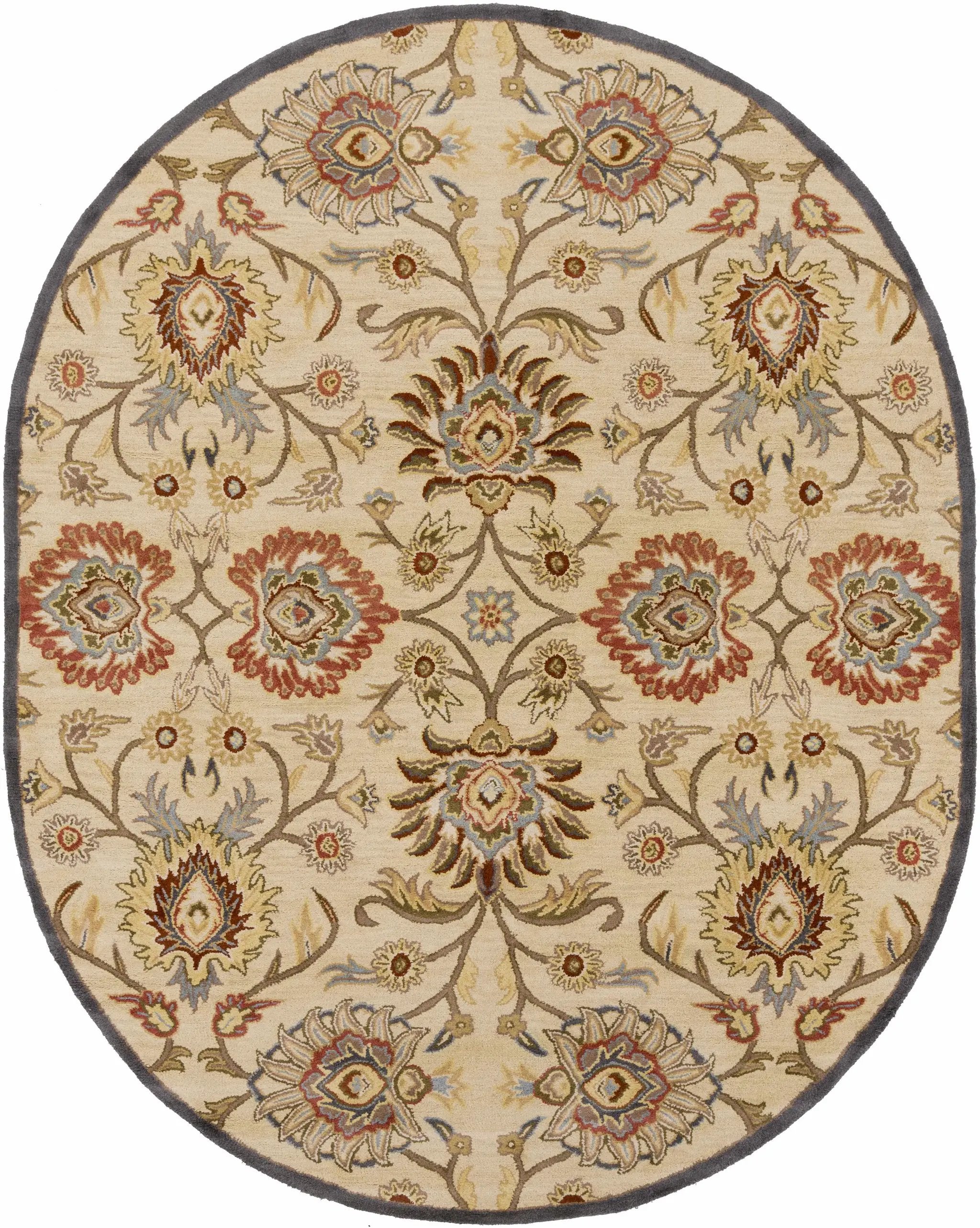 Caesar 1116 Hand Tufted Beige & Rust Wool Rug by Boutique Rugs