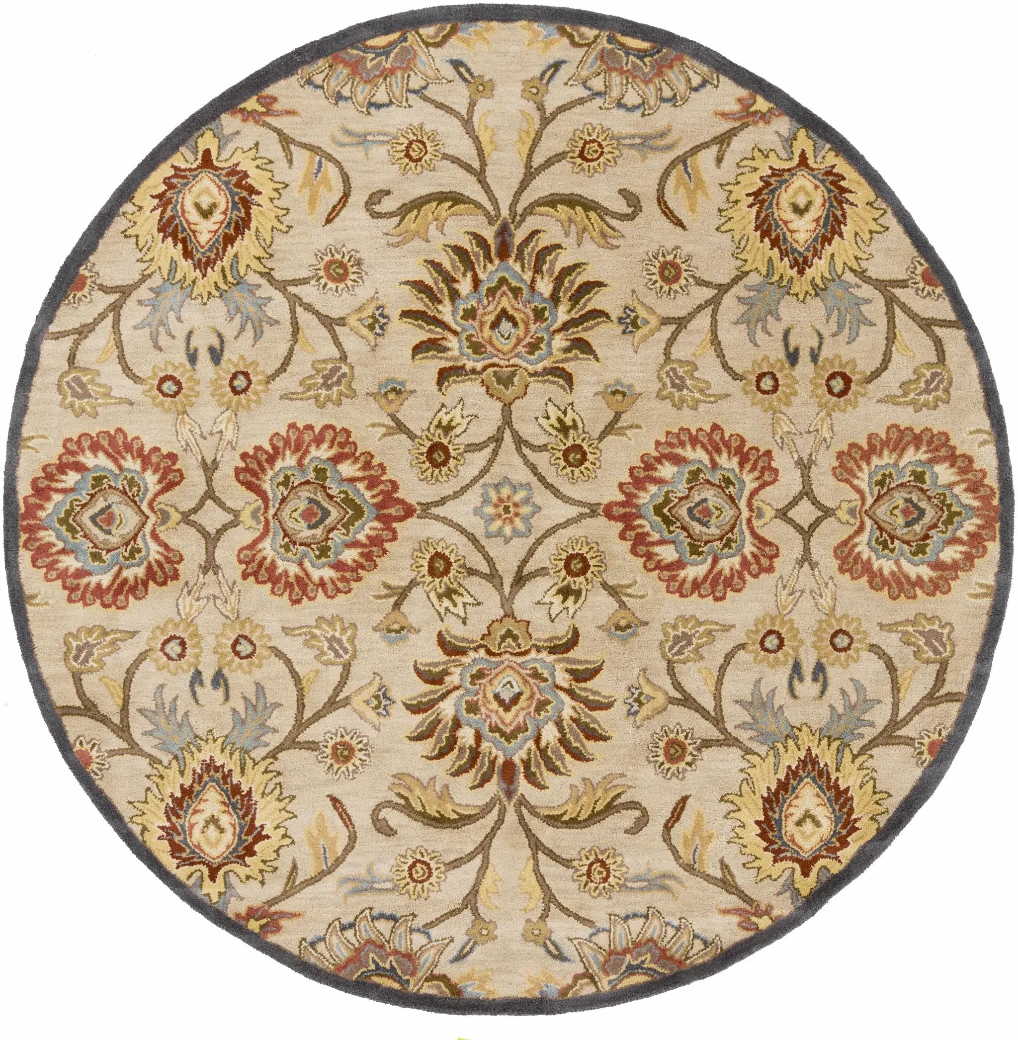 Caesar 1116 Hand Tufted Beige & Rust Wool Rug by Boutique Rugs