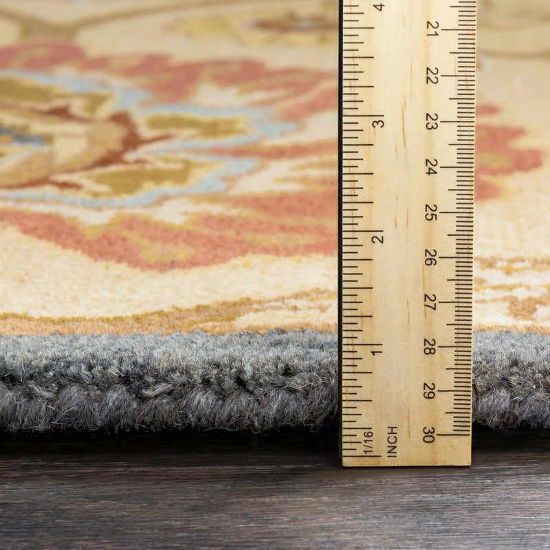 Caesar 1116 Hand Tufted Beige & Rust Wool Rug by Boutique Rugs