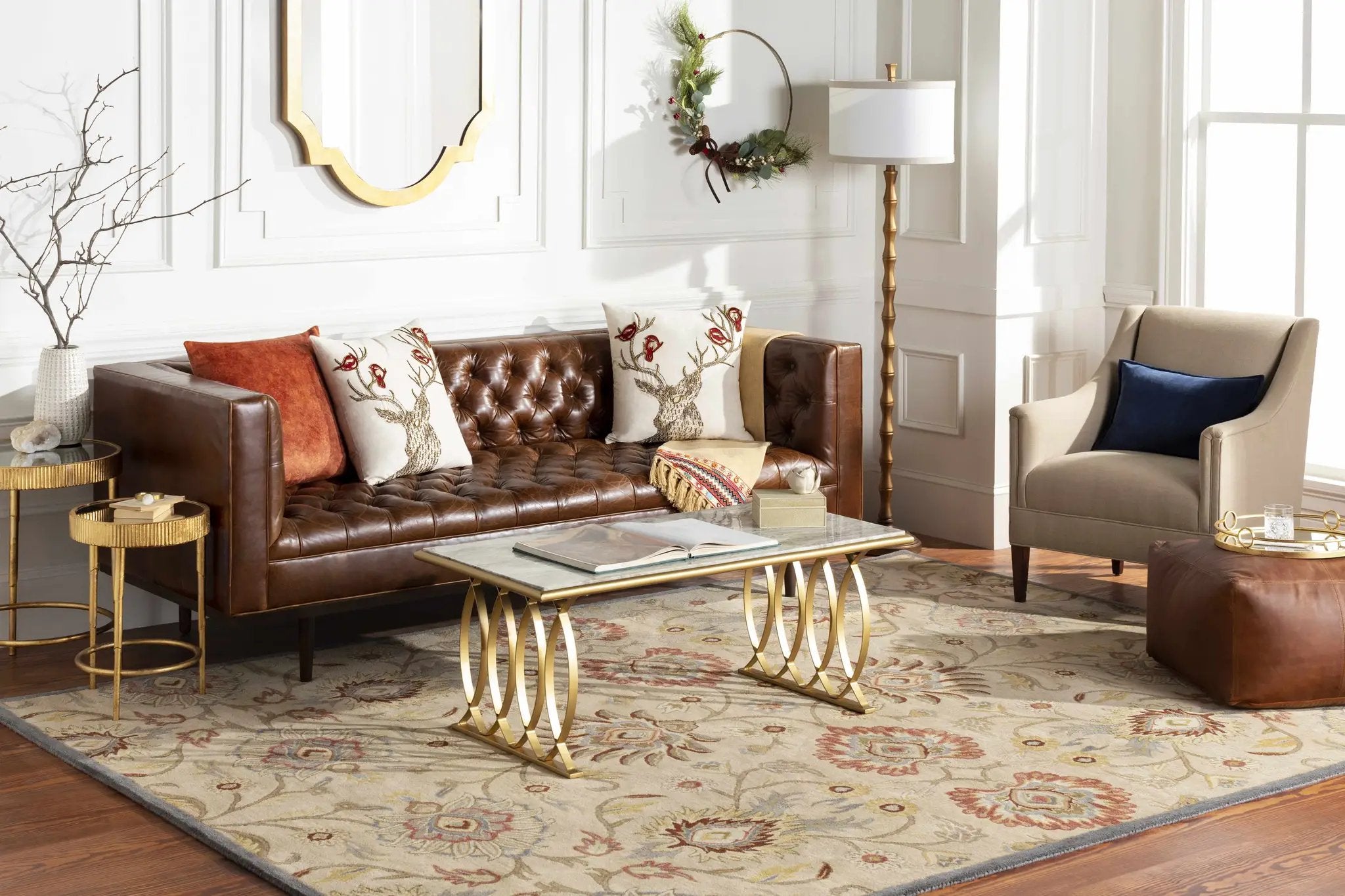 Caesar 1116 Hand Tufted Beige & Rust Wool Rug by Boutique Rugs