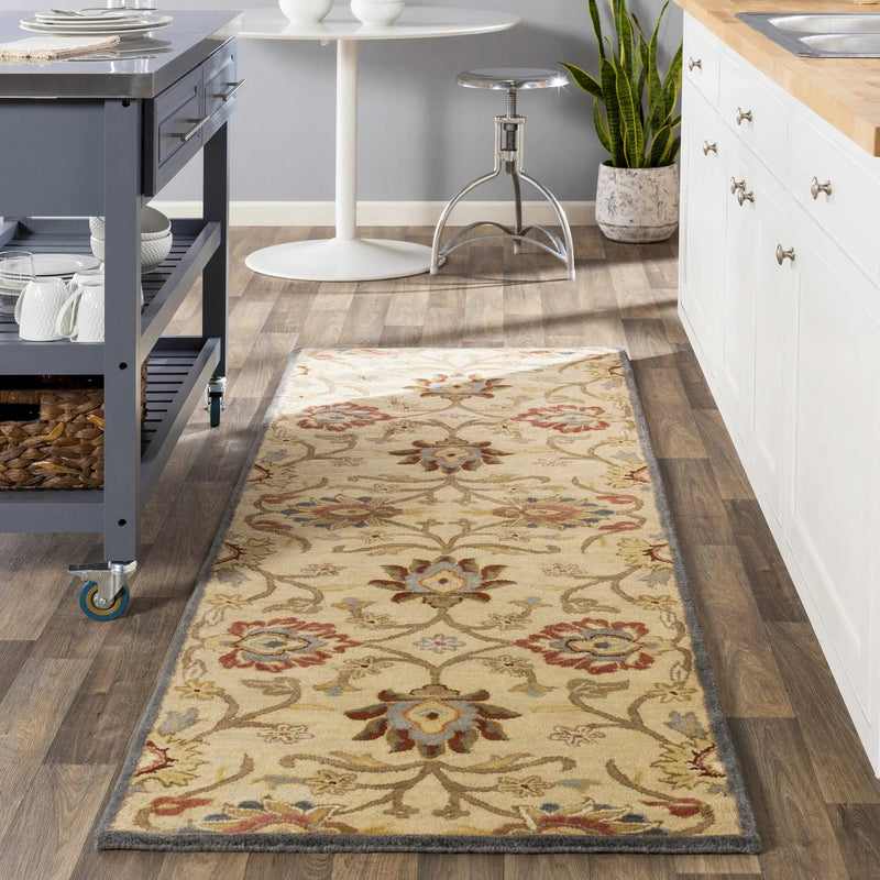 Caesar 1116 Hand Tufted Beige & Rust Wool Rug by Boutique Rugs