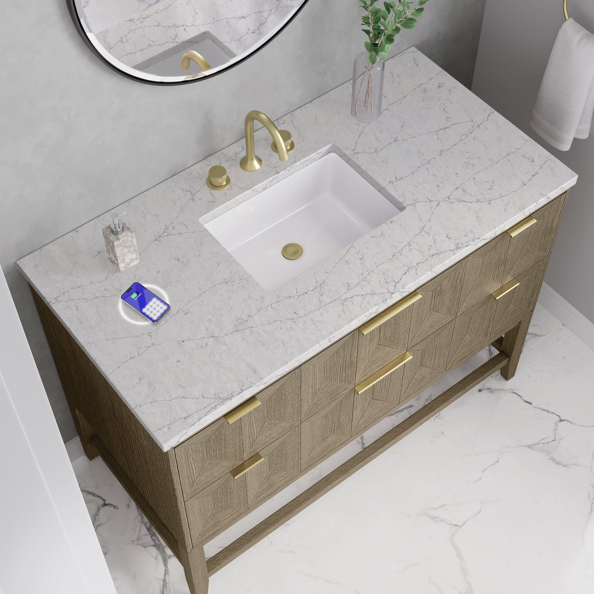 James Martin Emmeline 48" Single Bathroom Vanity, Pebble Oak by James Martin