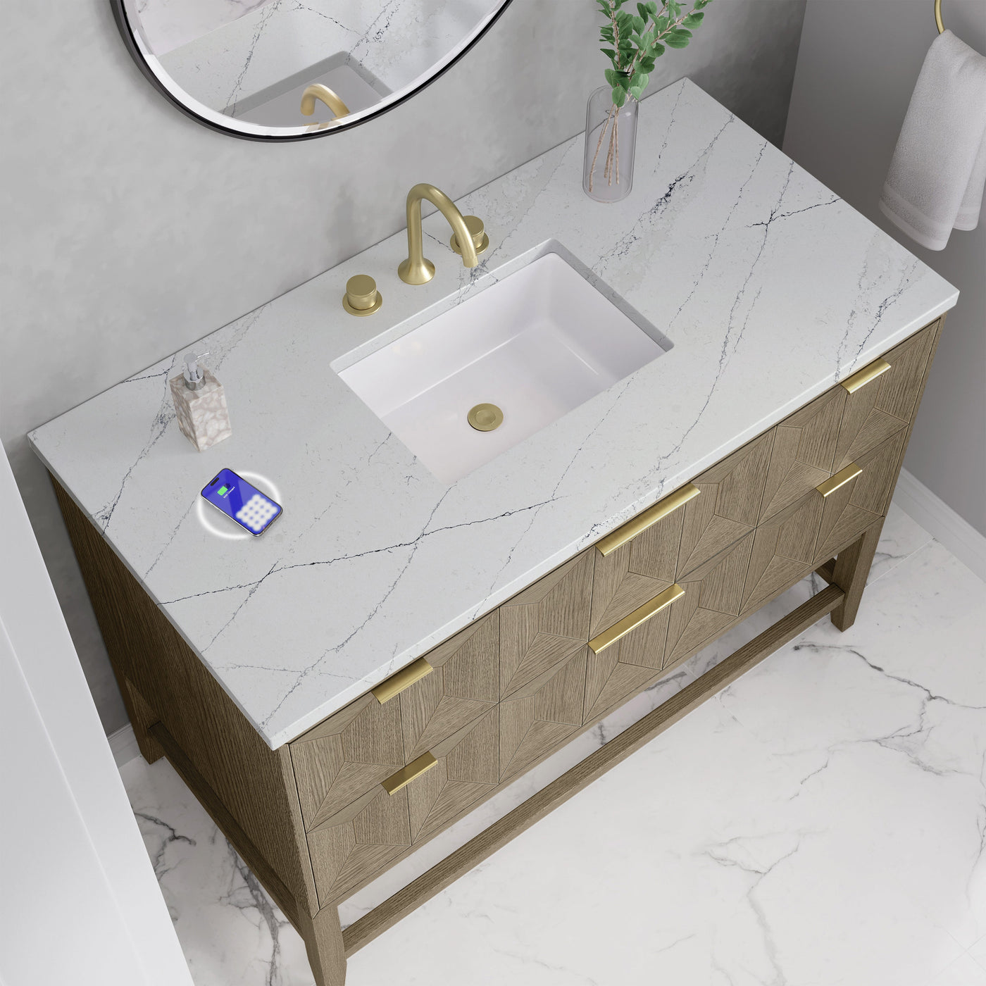 James Martin Emmeline 48" Single Bathroom Vanity, Pebble Oak by James Martin