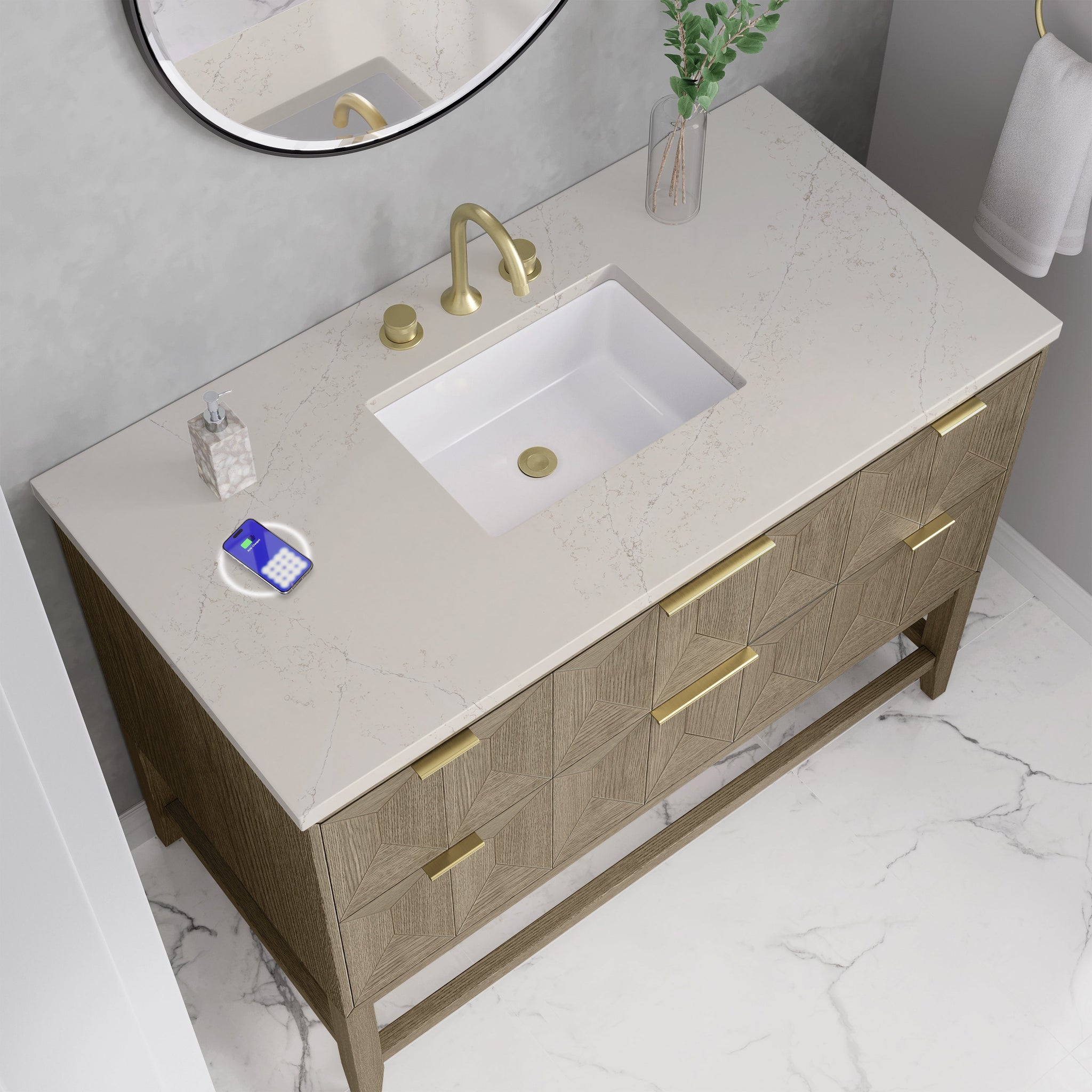 James Martin Emmeline 48" Single Bathroom Vanity, Pebble Oak by James Martin