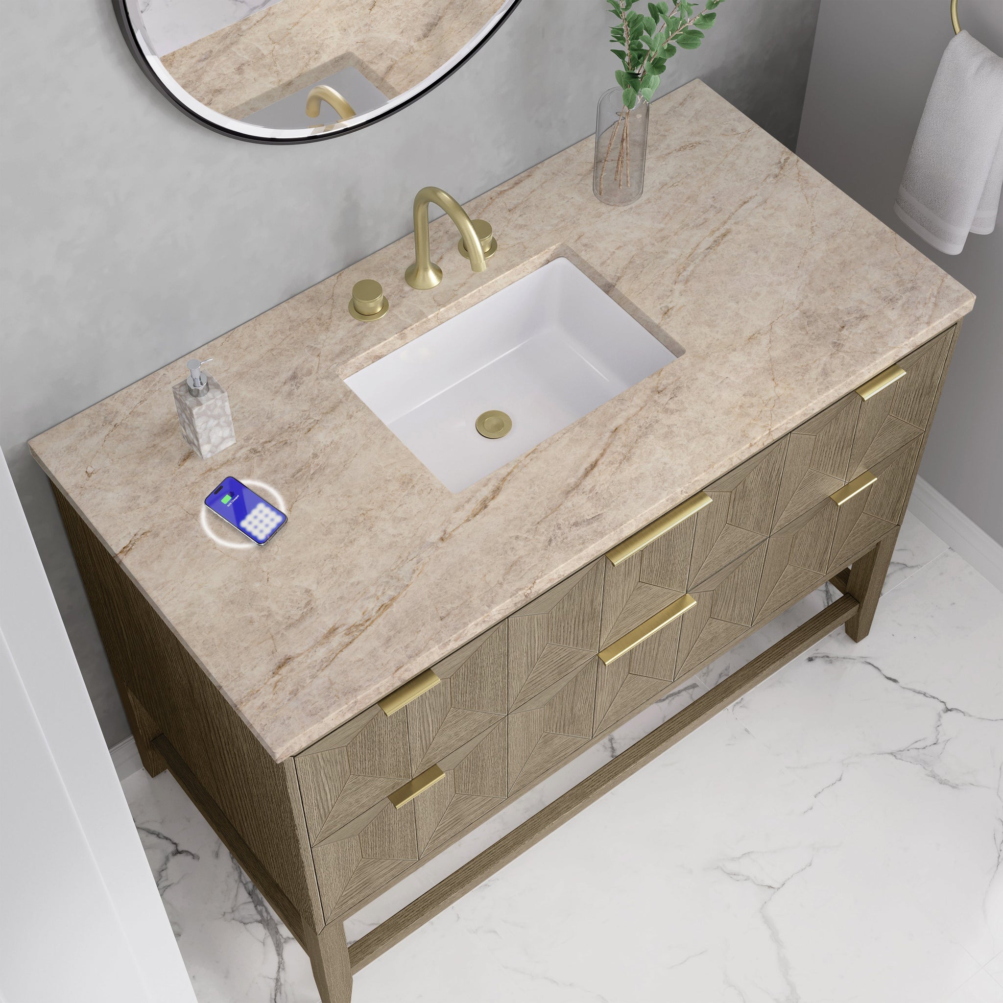 James Martin Emmeline 48" Single Bathroom Vanity, Pebble Oak by James Martin