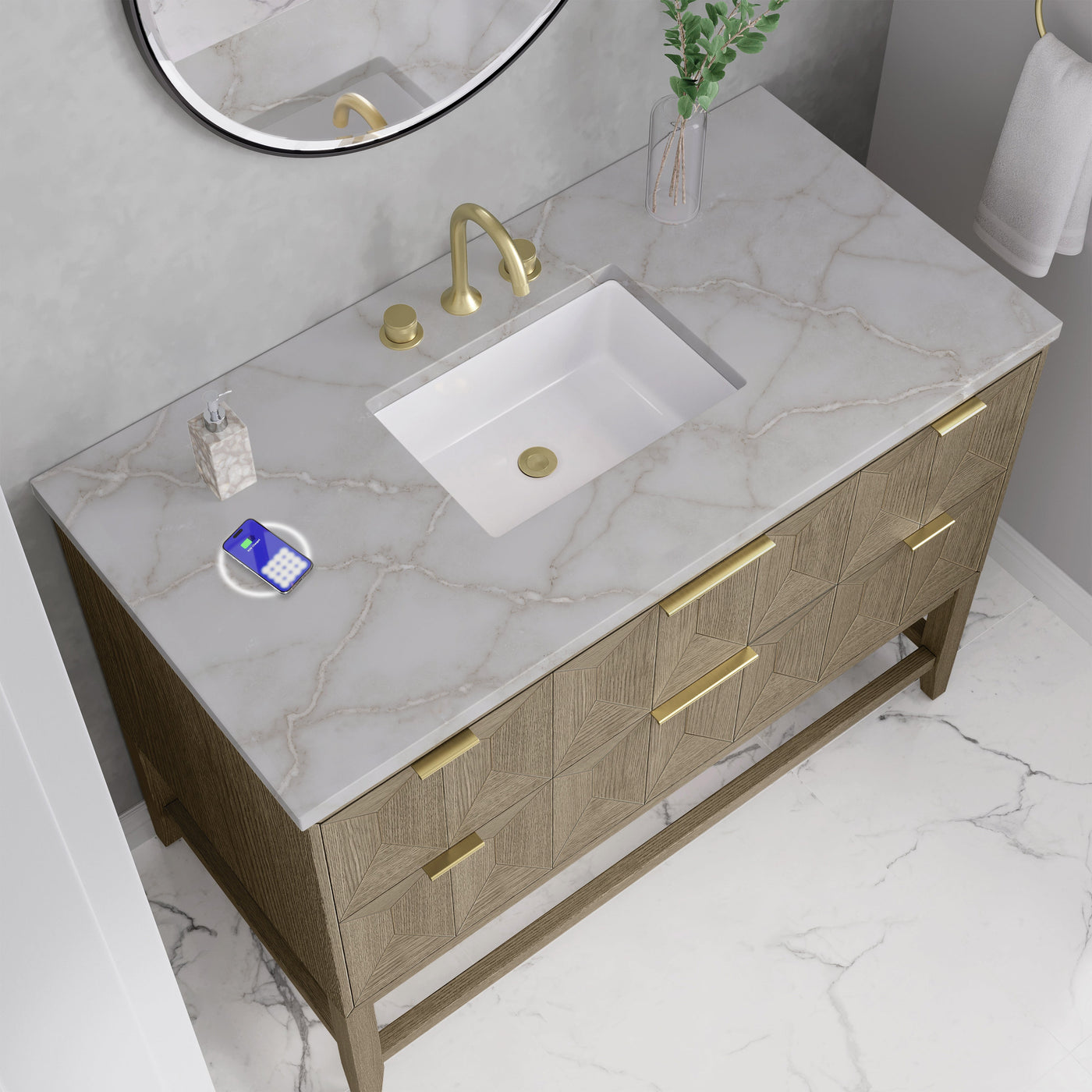 James Martin Emmeline 48" Single Bathroom Vanity, Pebble Oak by James Martin