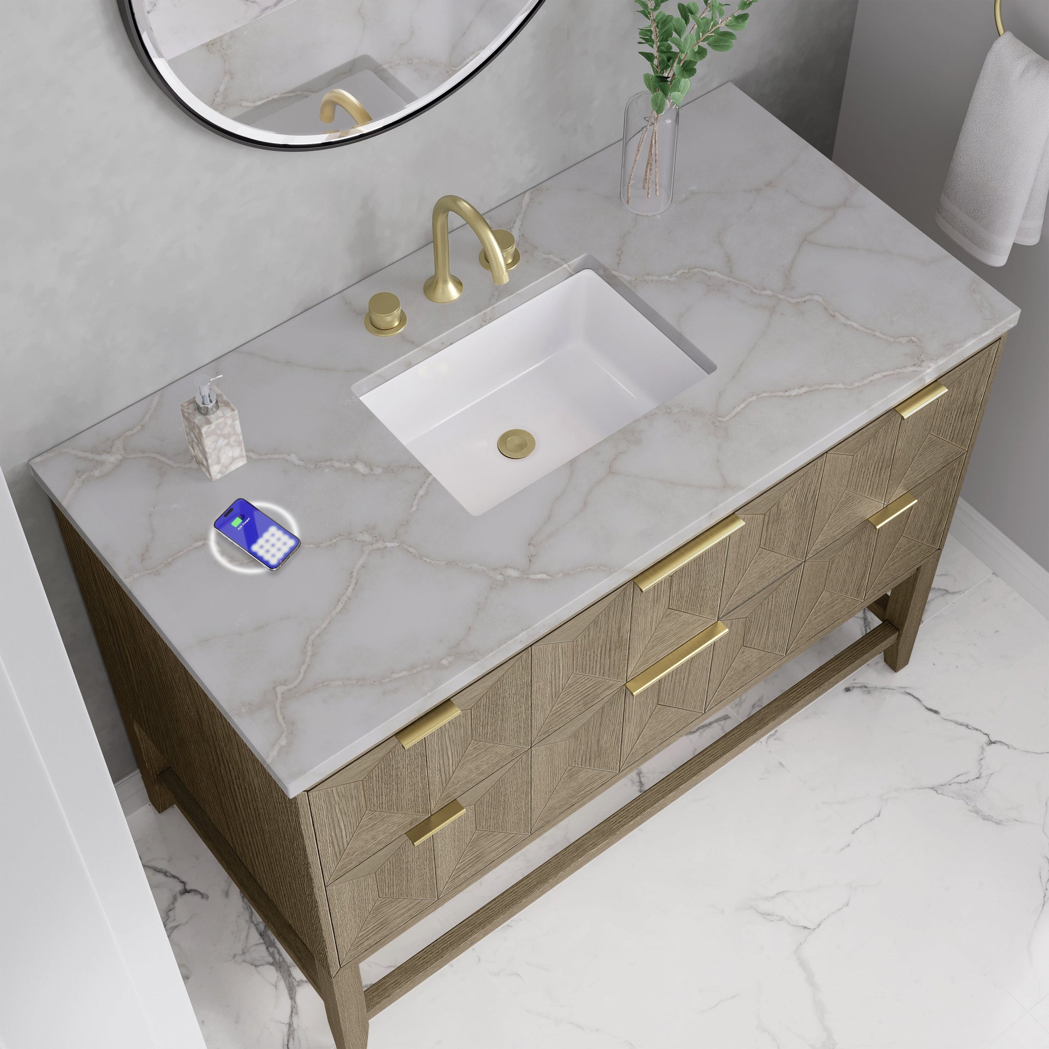 James Martin Emmeline 48" Single Bathroom Vanity, Pebble Oak by James Martin