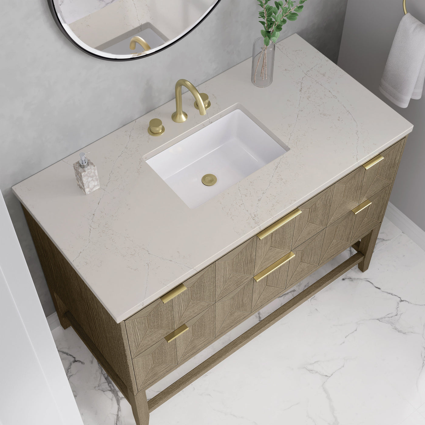 James Martin Emmeline 48" Single Bathroom Vanity, Pebble Oak by James Martin