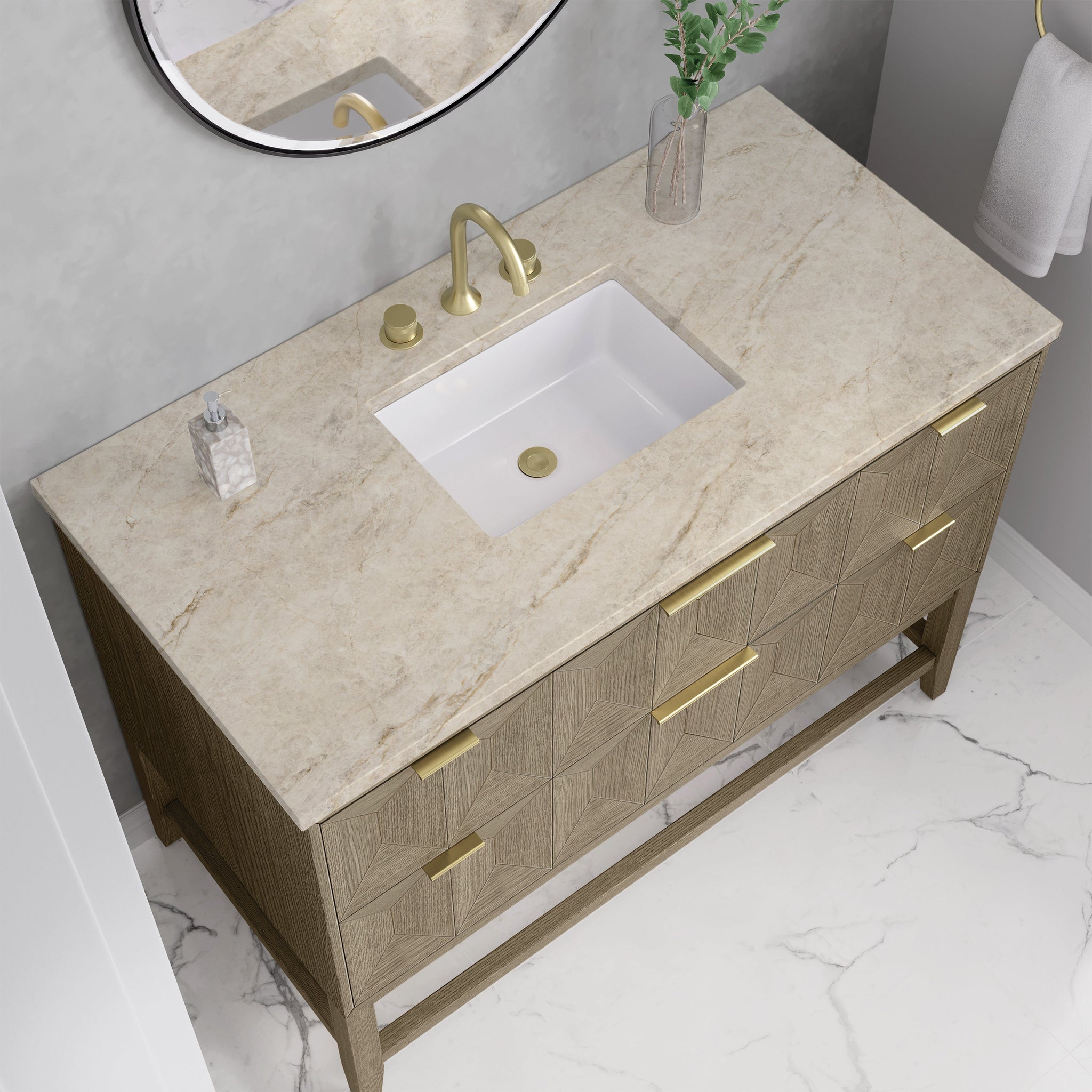 James Martin Emmeline 48" Single Bathroom Vanity, Pebble Oak by James Martin