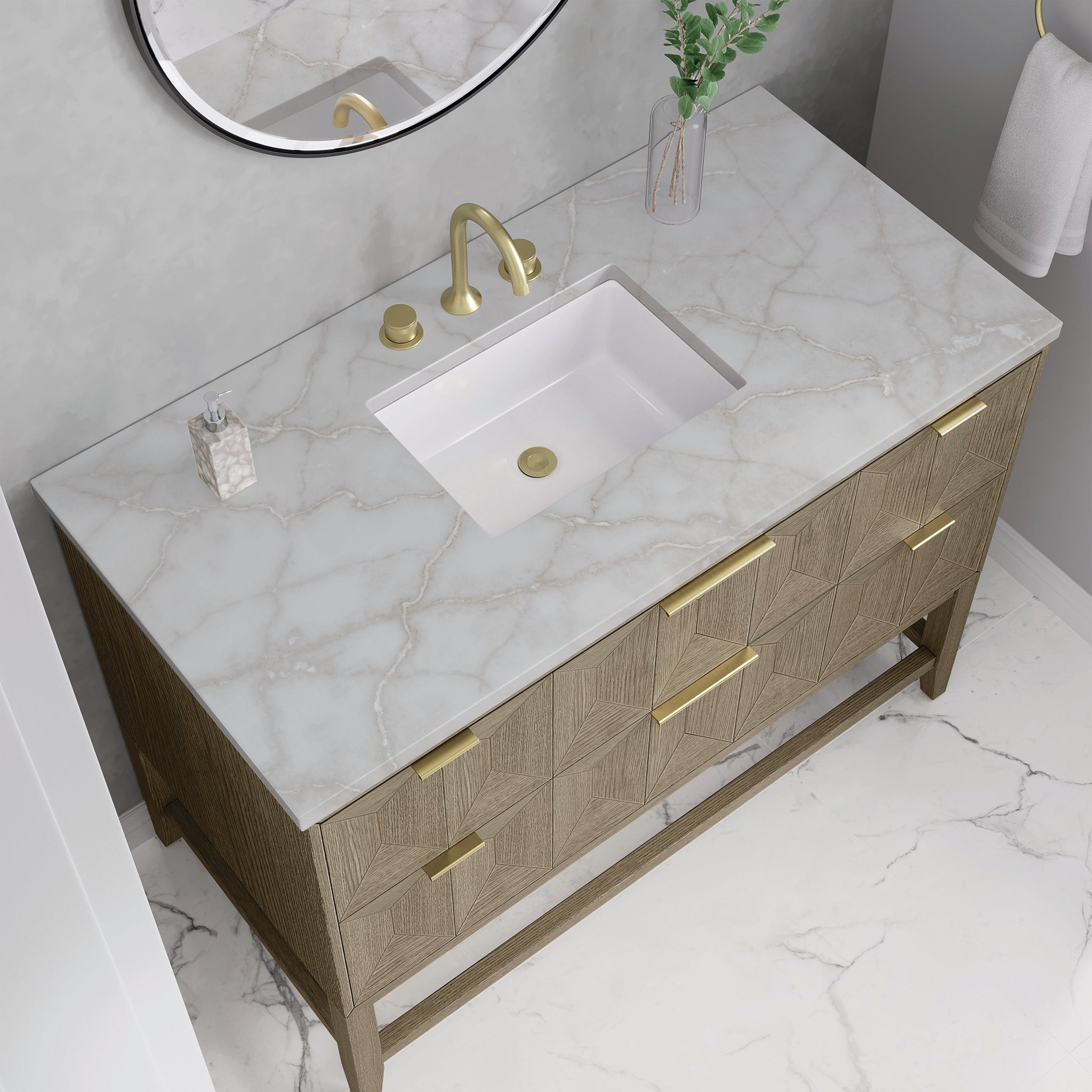 James Martin Emmeline 48" Single Bathroom Vanity, Pebble Oak by James Martin