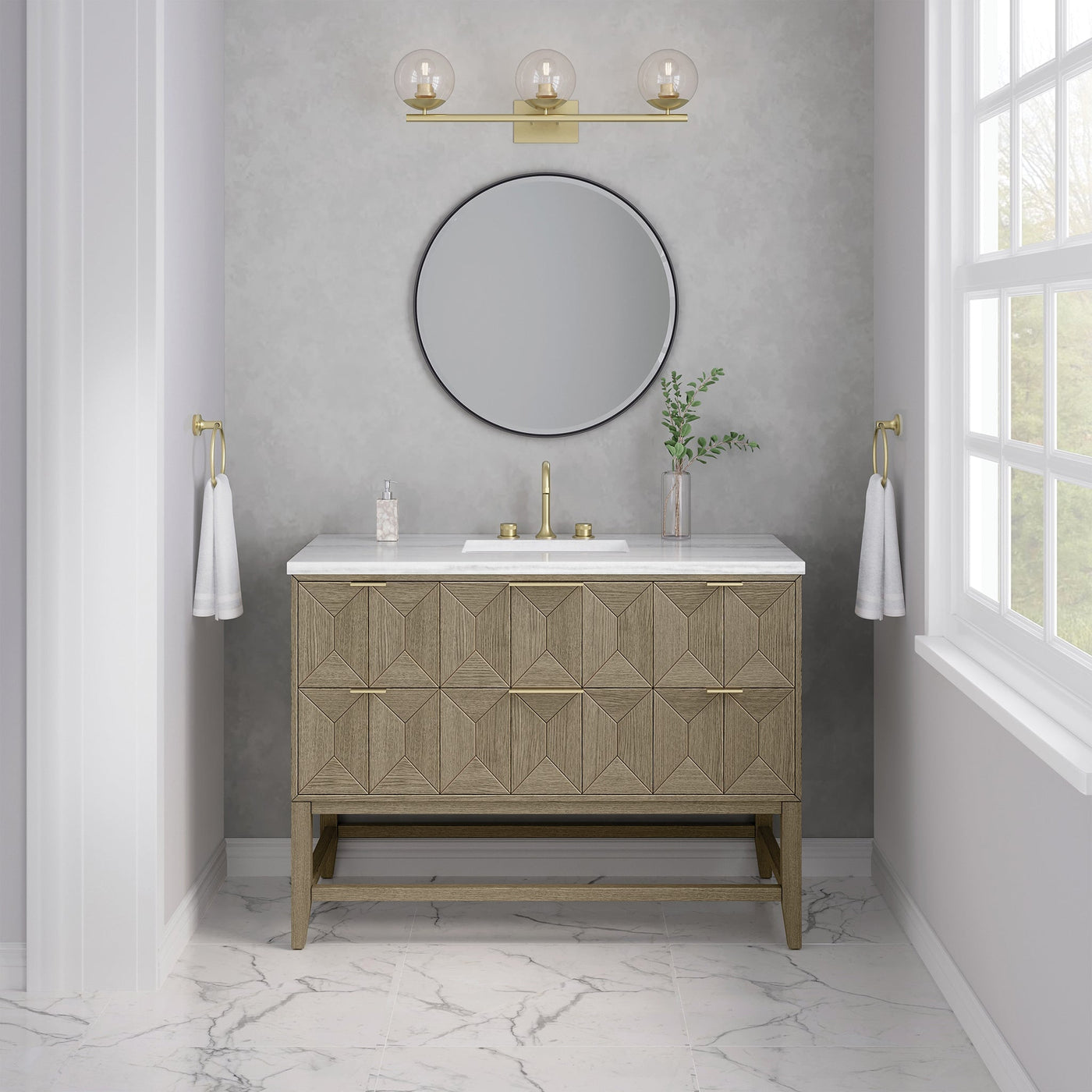 James Martin Emmeline 48" Single Bathroom Vanity, Pebble Oak by James Martin