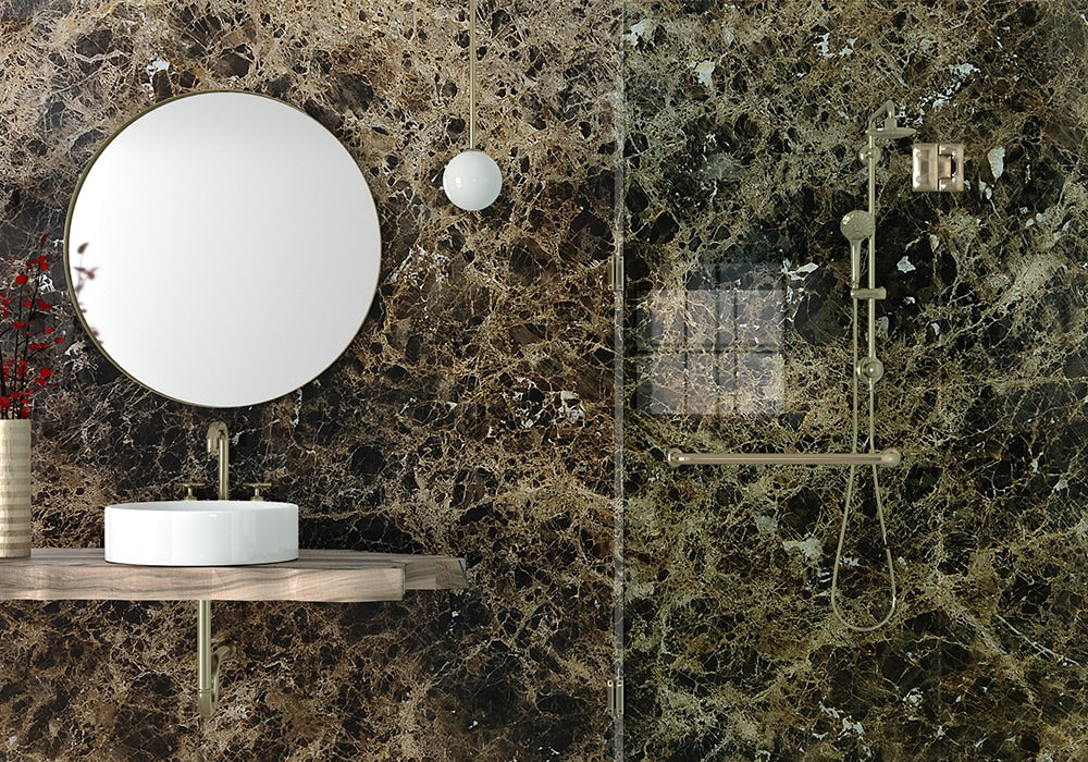Emperador Dark Polished Marble Slab Random room scene 3