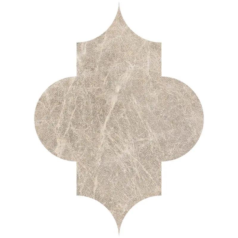 Emperador Light Fine Textured Arabesque Waterjet Marble Mosaics 6x8 1/4