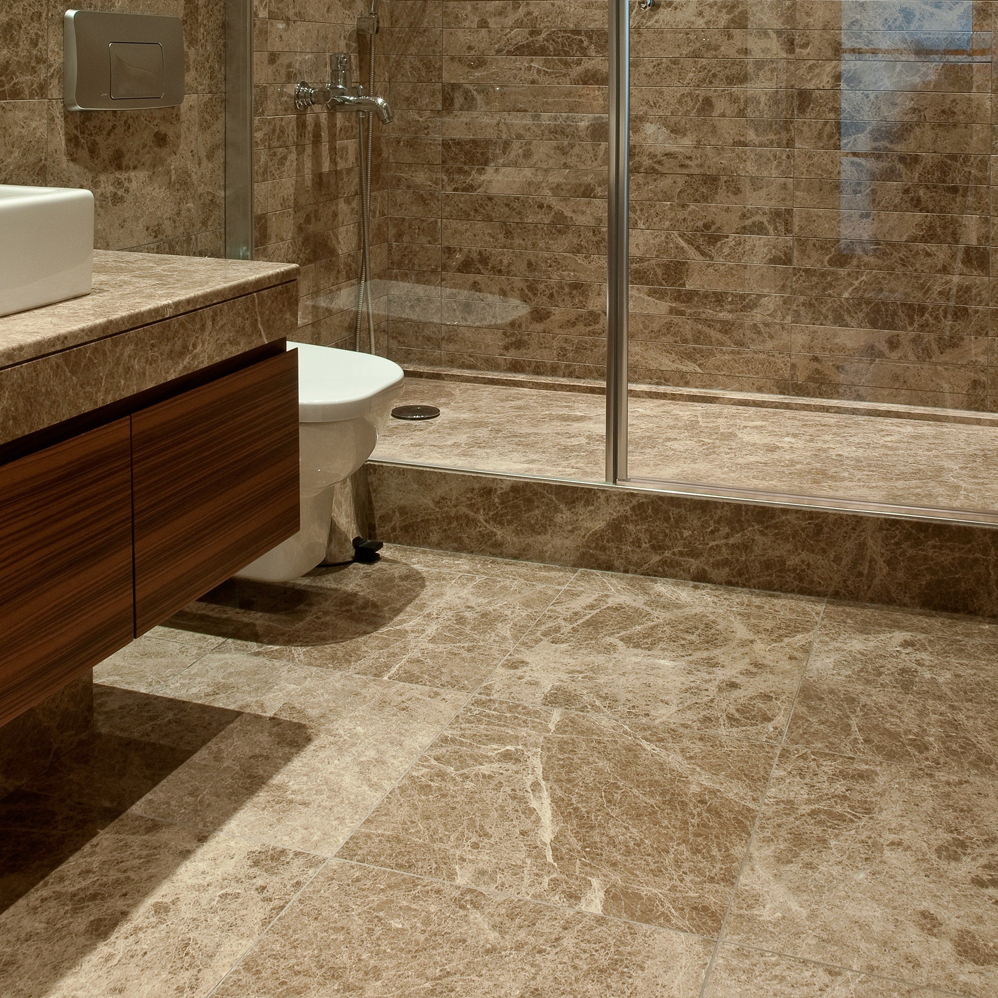 Emperador Light Polished Marble Tiles 18x18 Marble Polished 18x18 Tiles — 2