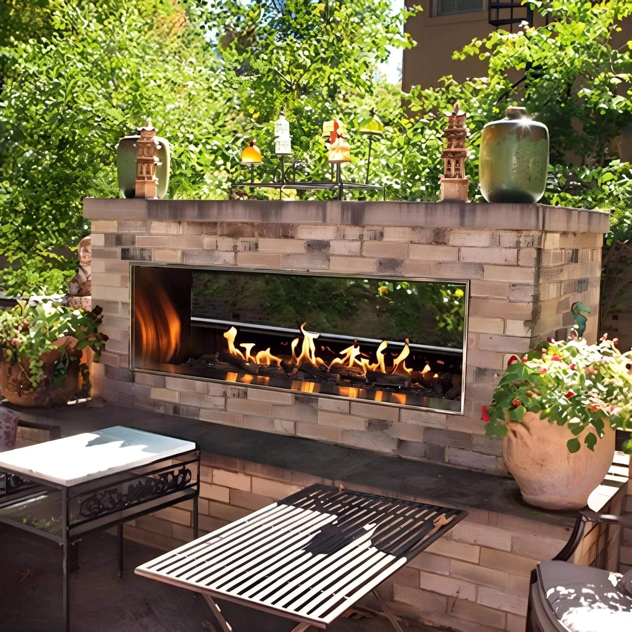 Empire Comfort Systems Carol Rose Coastal Natural Gas Outdoor Linear See Through Fireplace [OLL48/60SP12SN] (SAK39794) by SAKSBY WHOLESALE