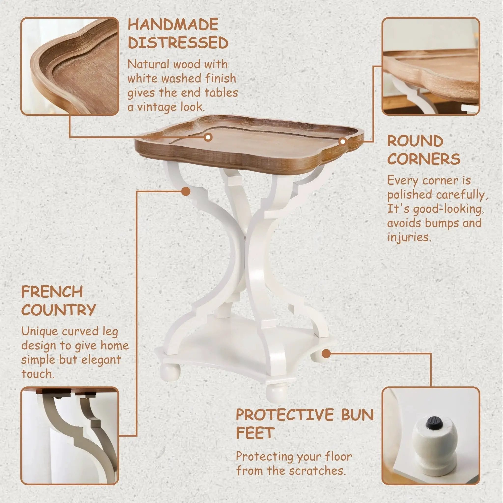 End Table - Rustic Natural Tray Top by House Of Avana